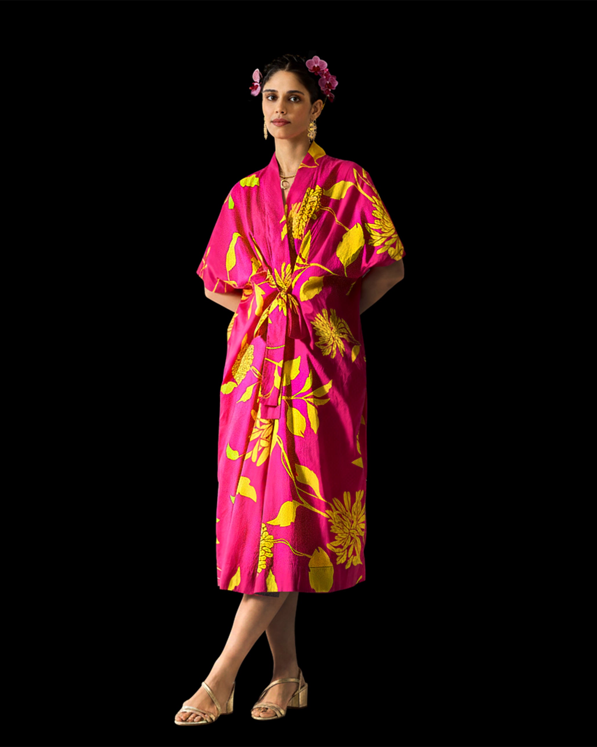 Doda Dress with Slip - Fuchsia & Lime Printed
