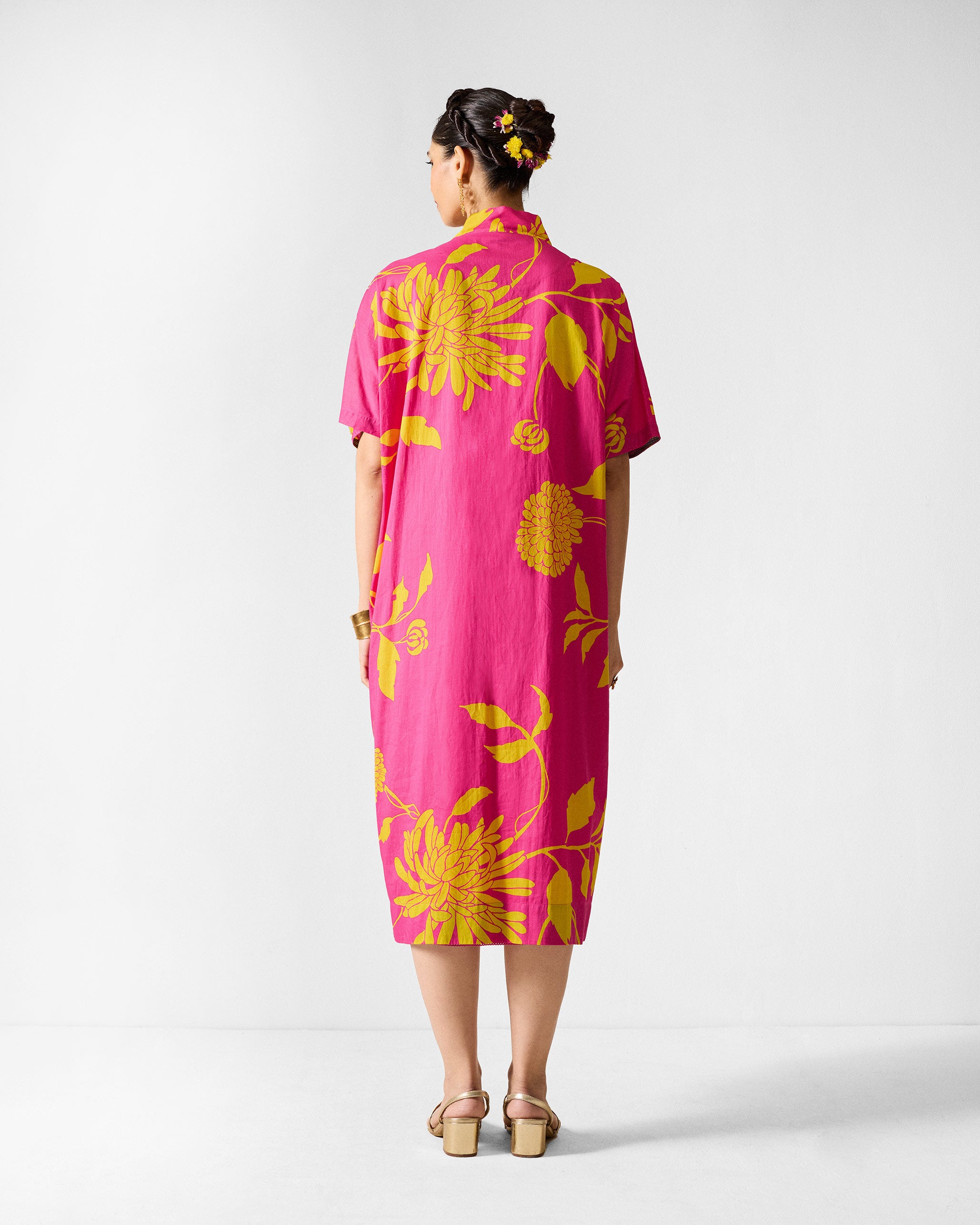 Doda Dress with Slip - Fuchsia & Lime Printed