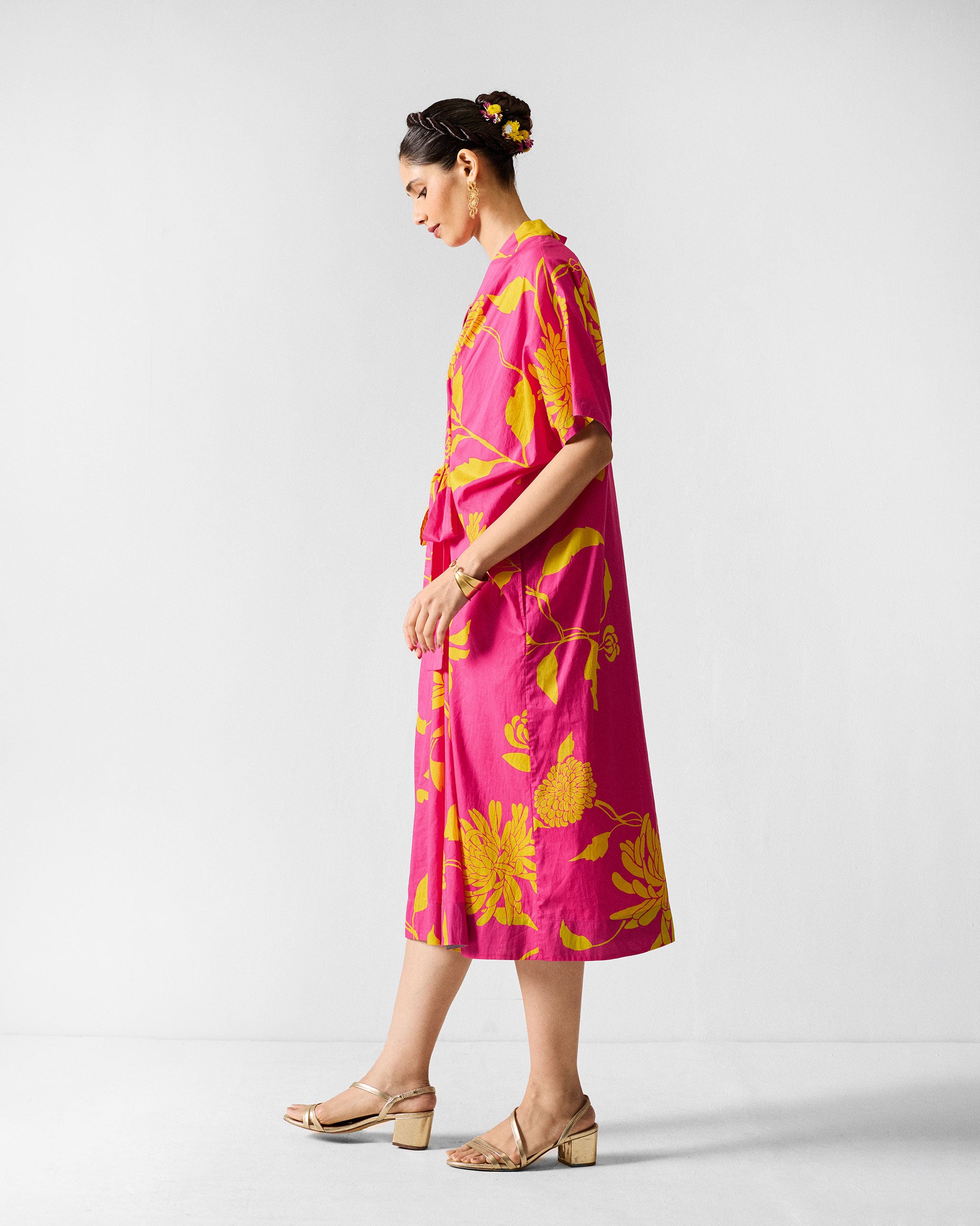 Doda Dress with Slip - Fuchsia & Lime Printed