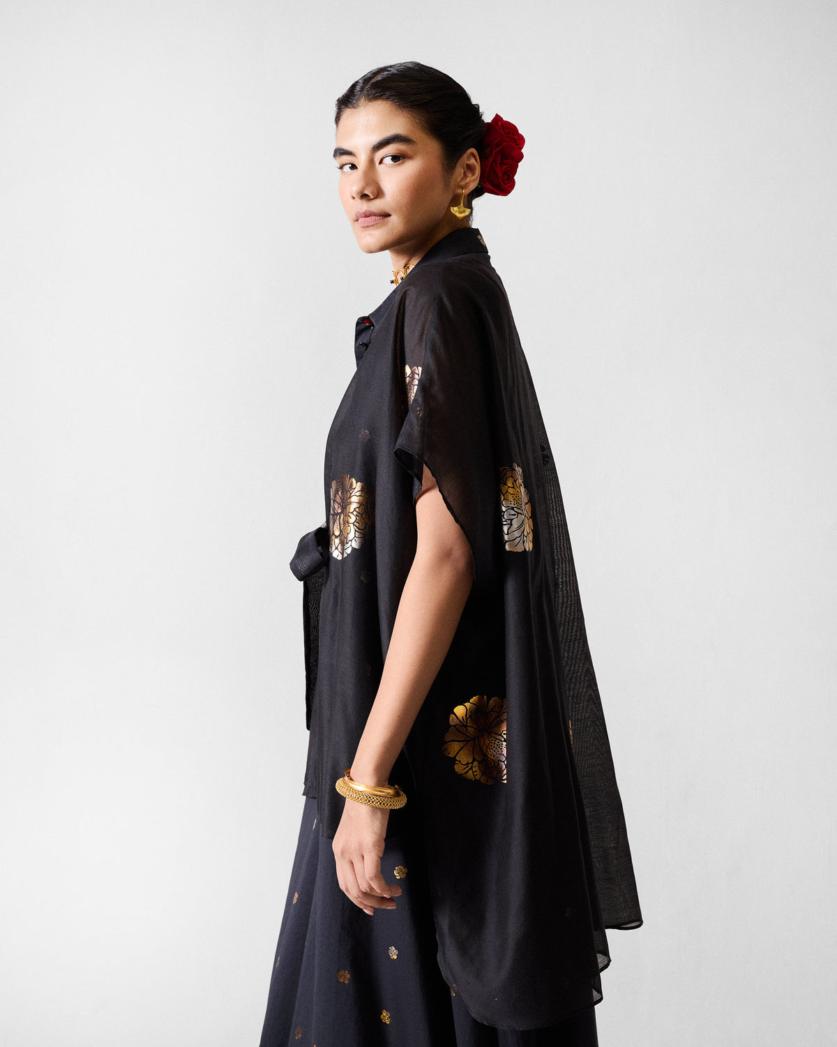 Autumn Bloom Overlay - Black & Gold Printed