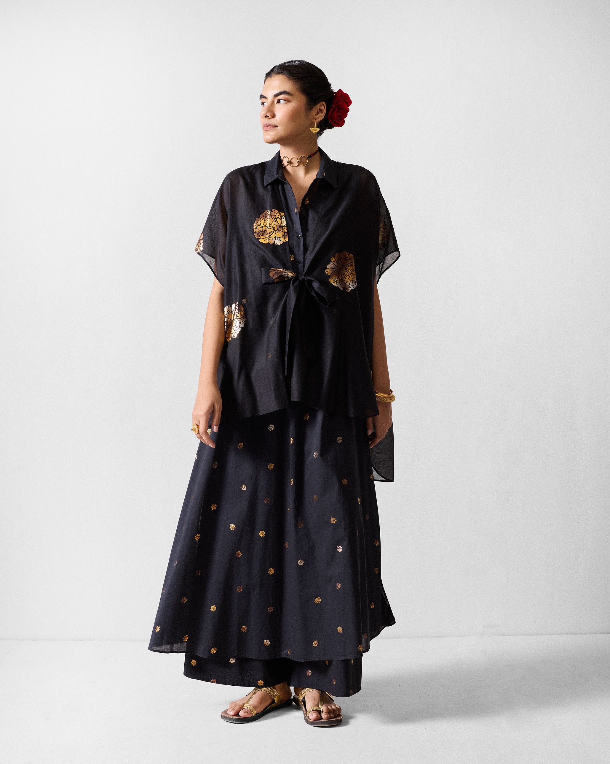 Autumn Bloom Overlay - Black & Gold Printed