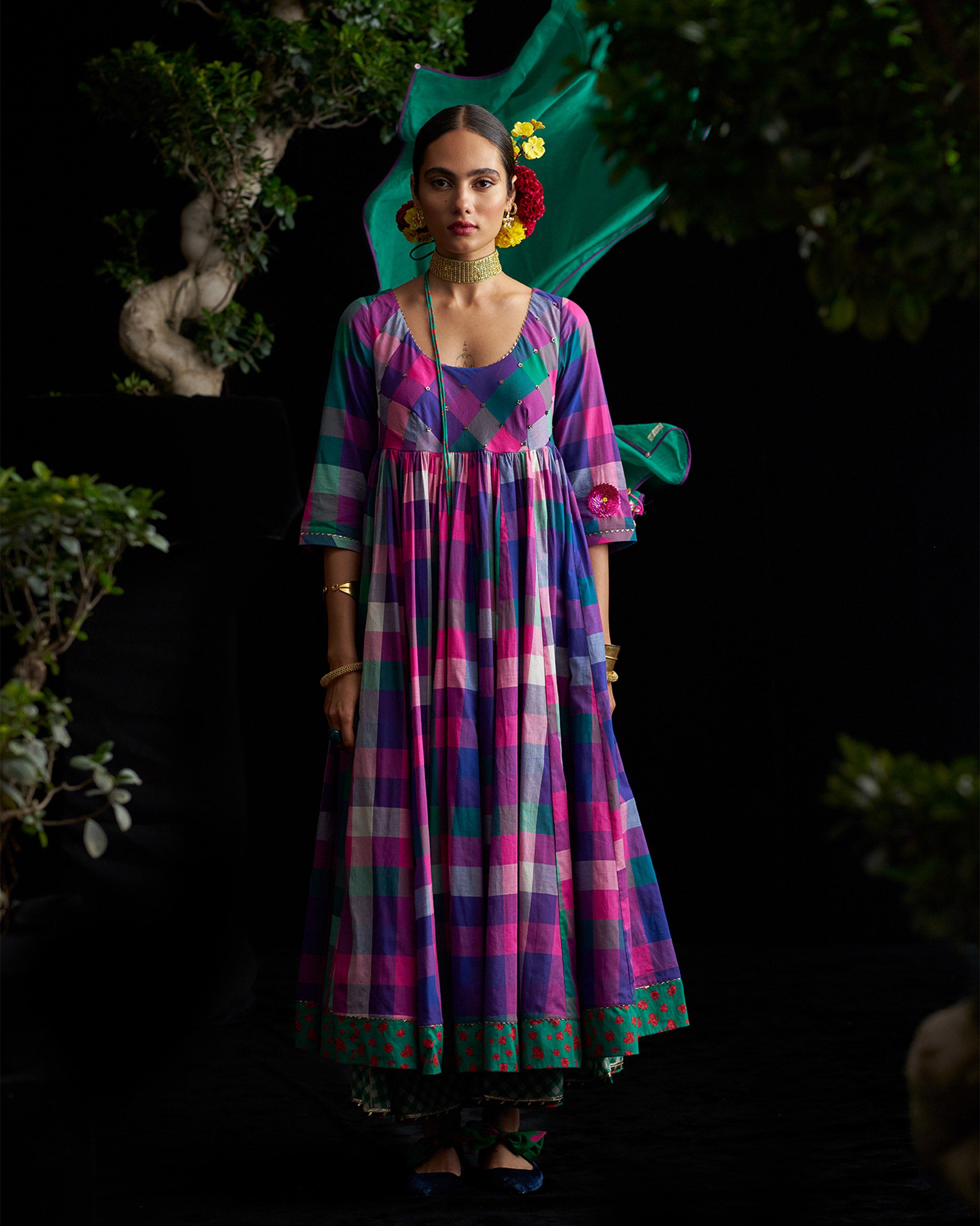 Belur Kurta - Multicolour Checks