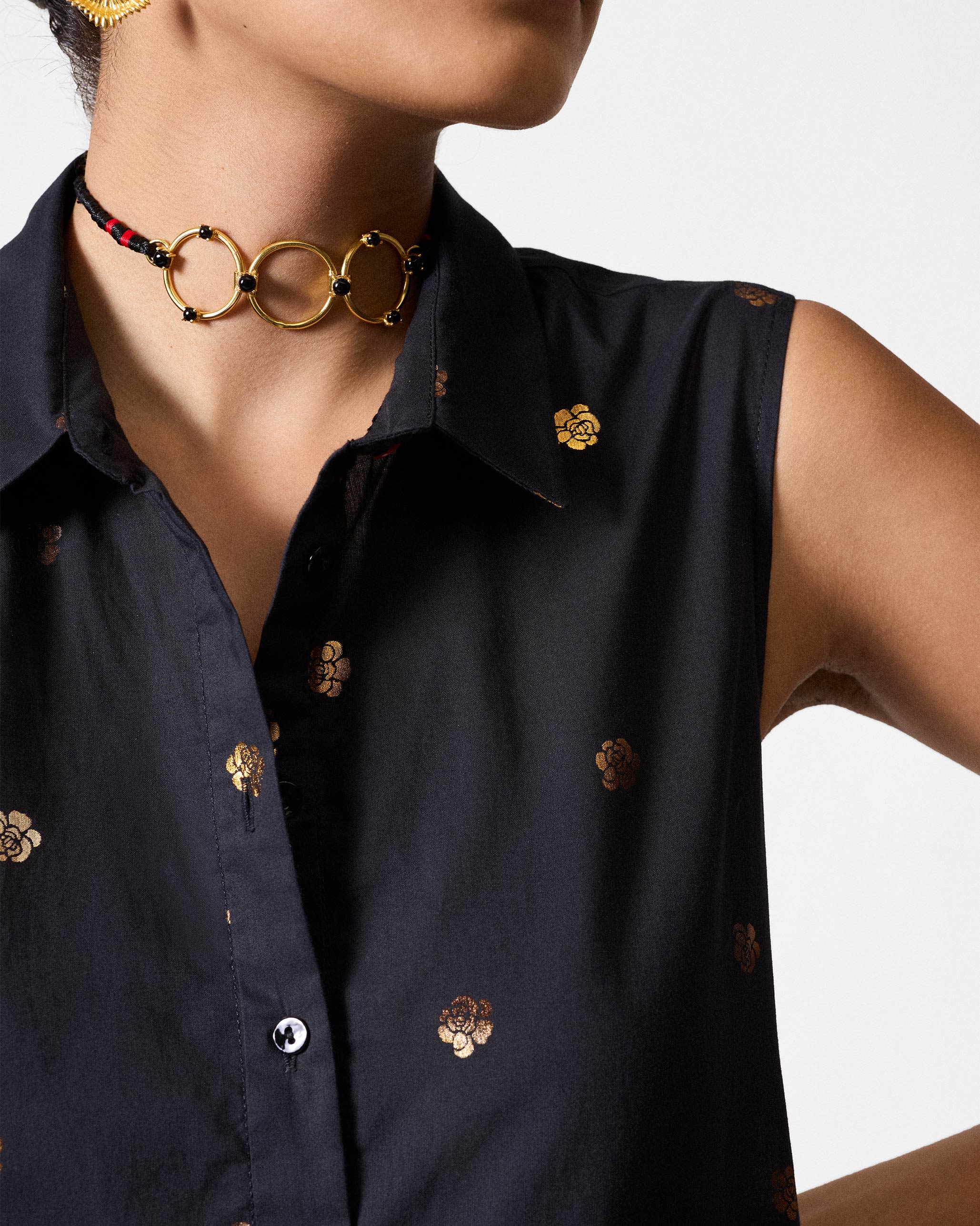 Parallel Kurta - Black & Gold Printed