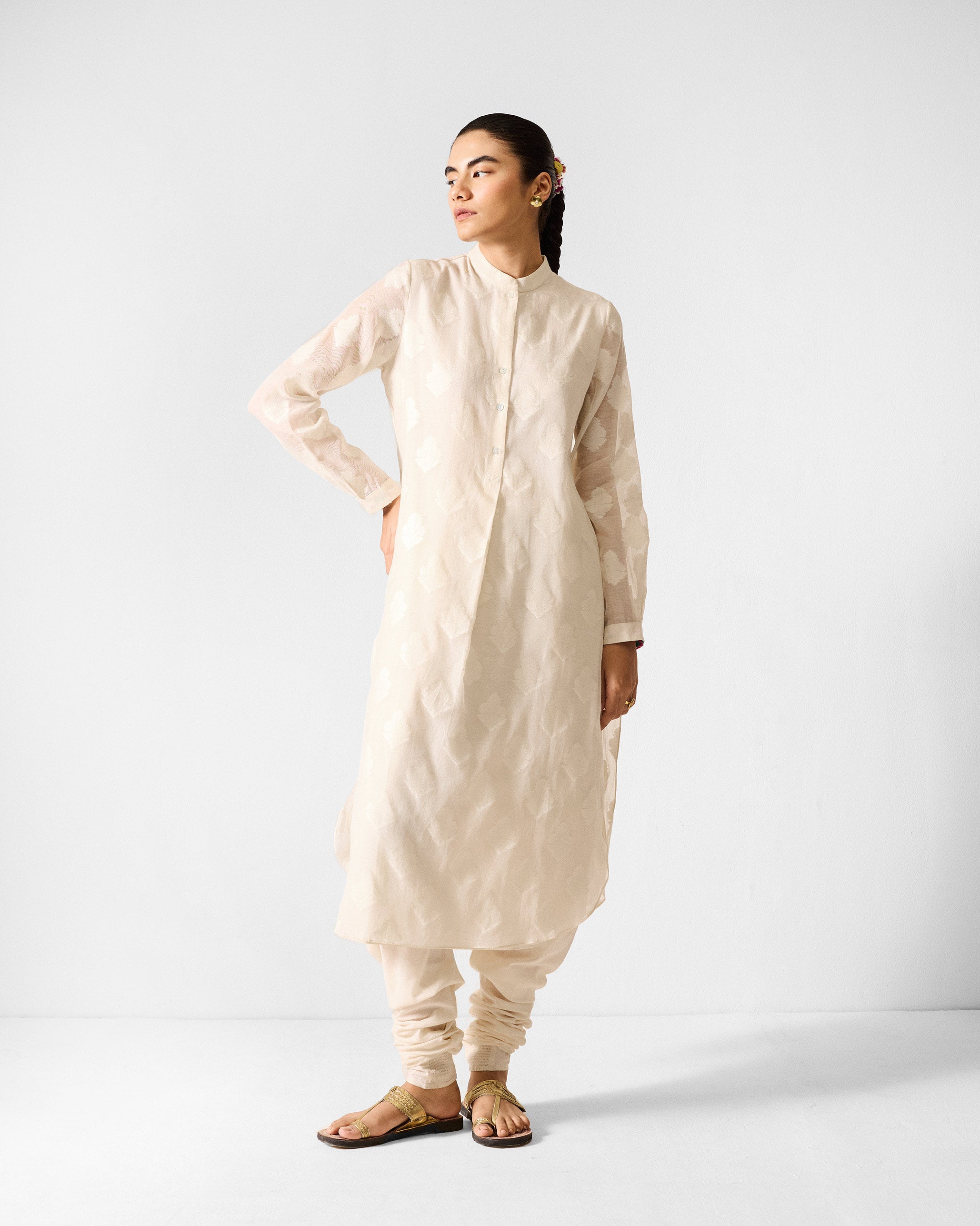 Basic Long Length Kurta - Ivory