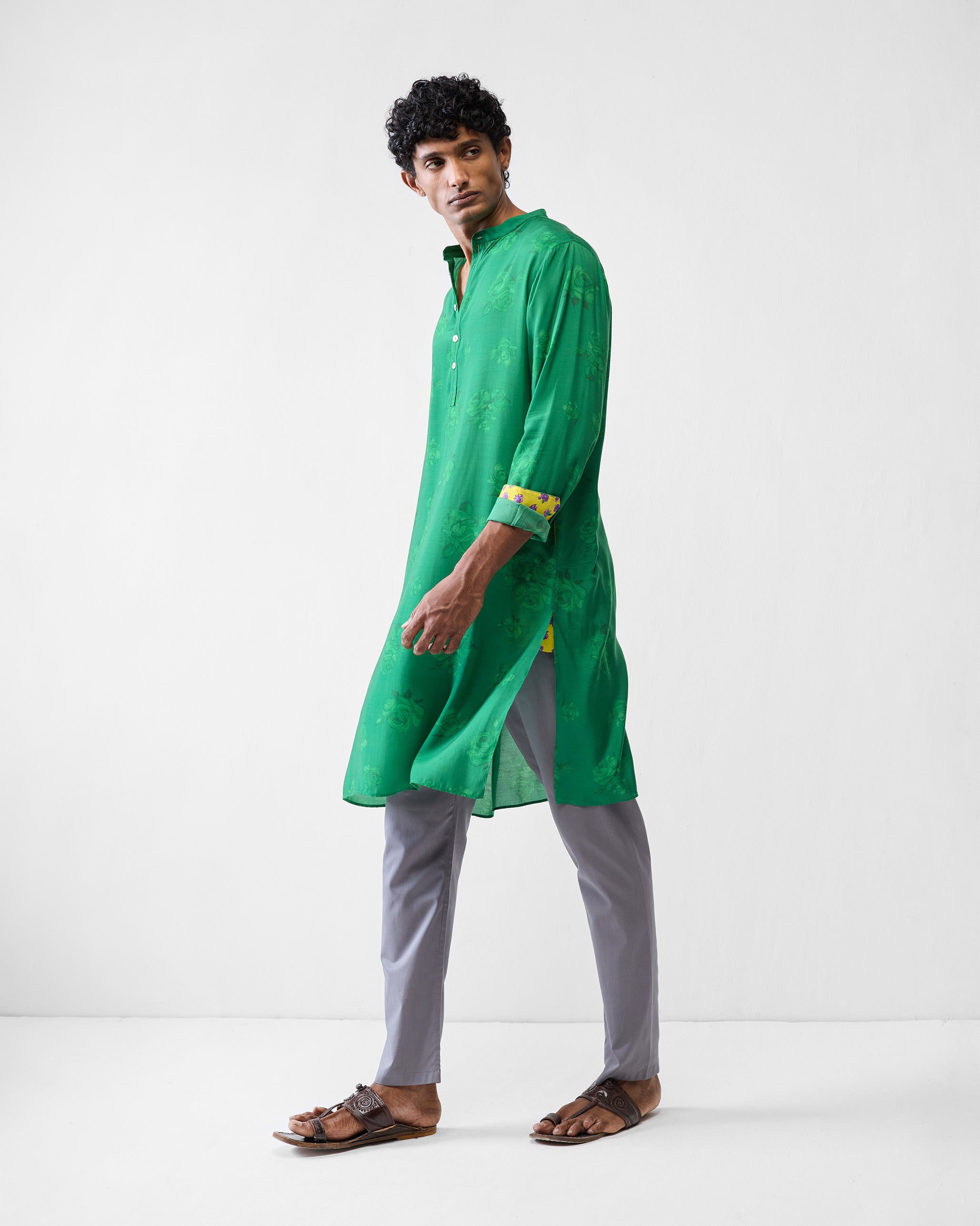 Astral Kurta - Emerald Green Printed