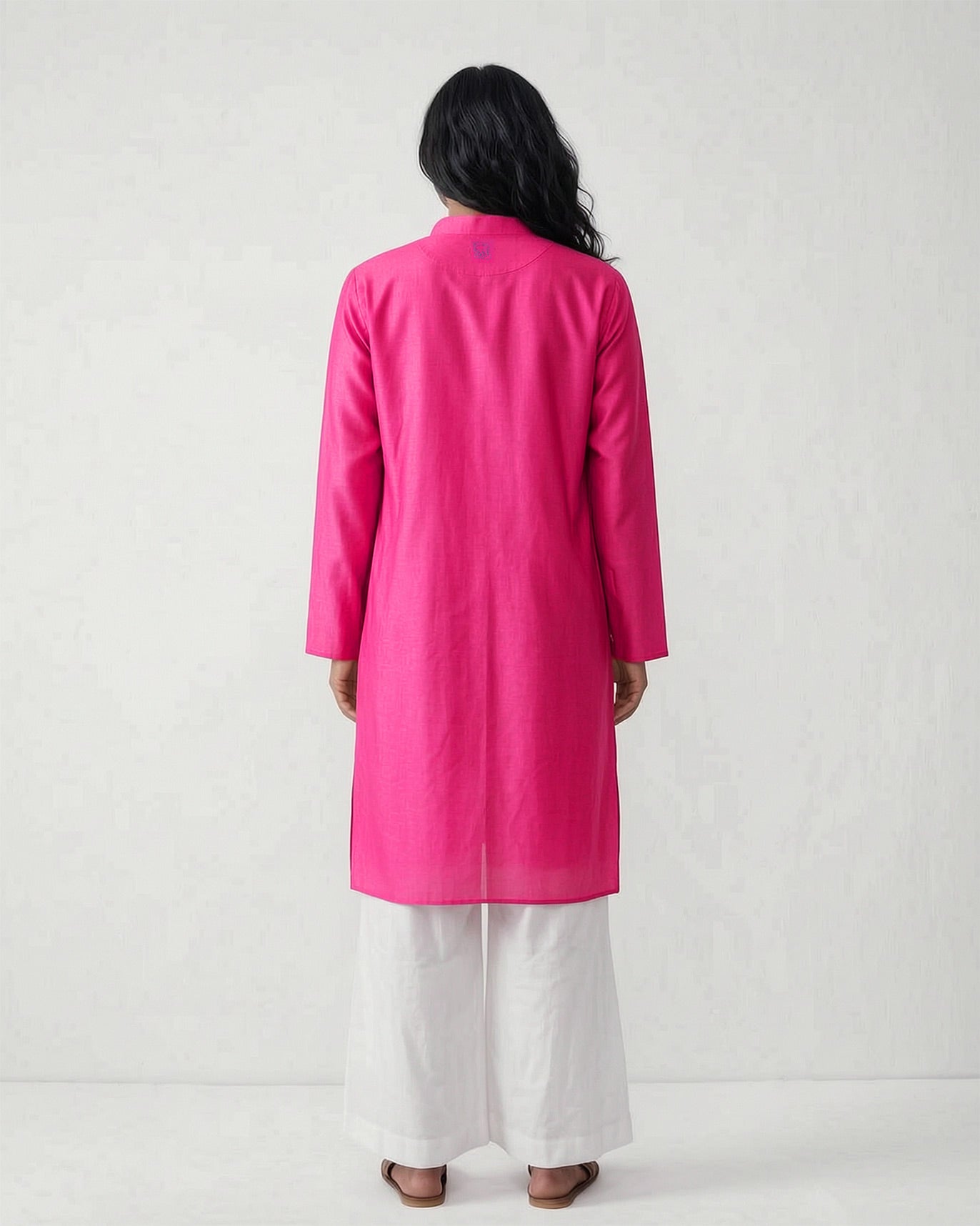 Long Pleated Kurta - Fuchsia