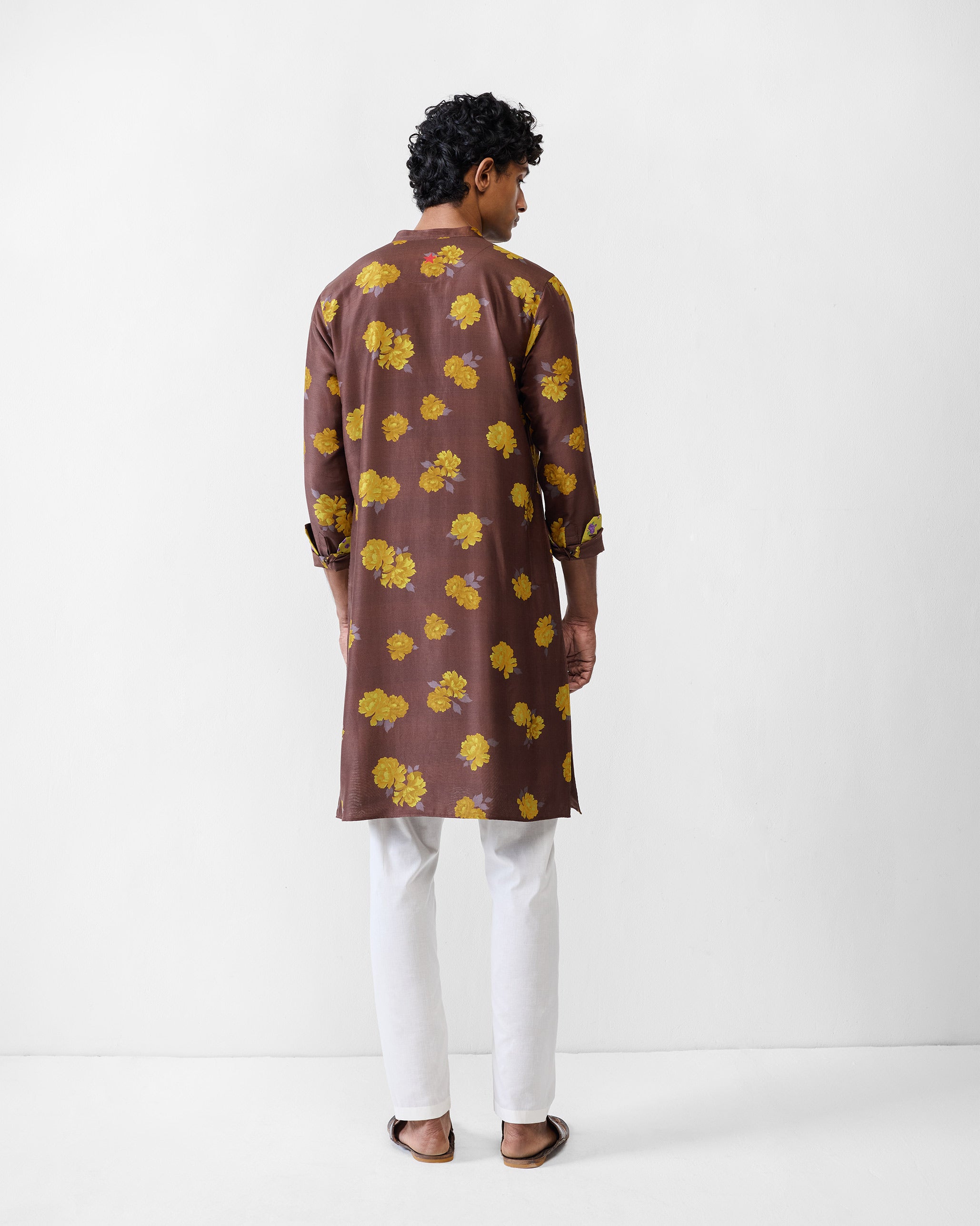Astral Kurta - Brown & Chartreuse Printed