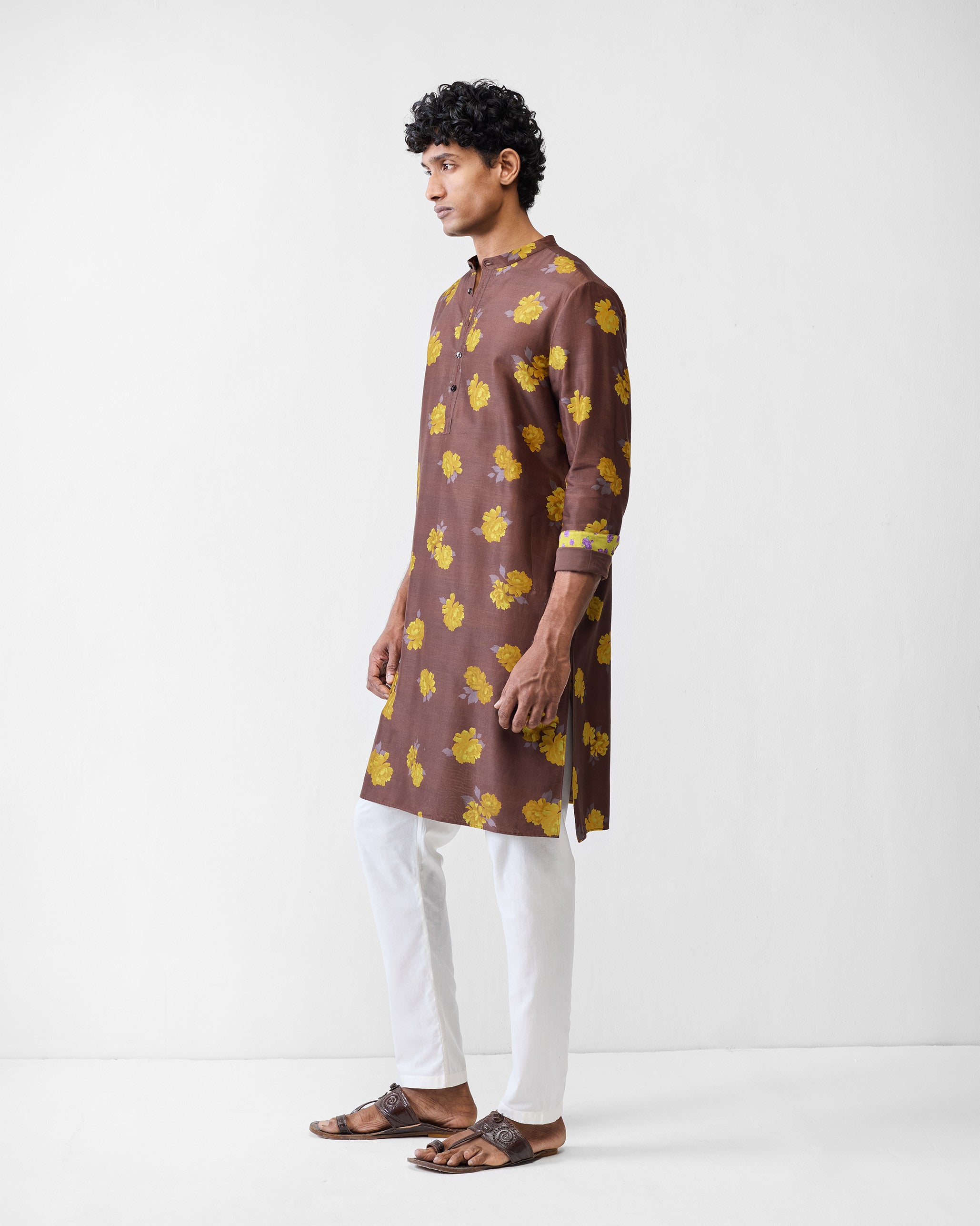 Astral Kurta - Brown & Chartreuse Printed