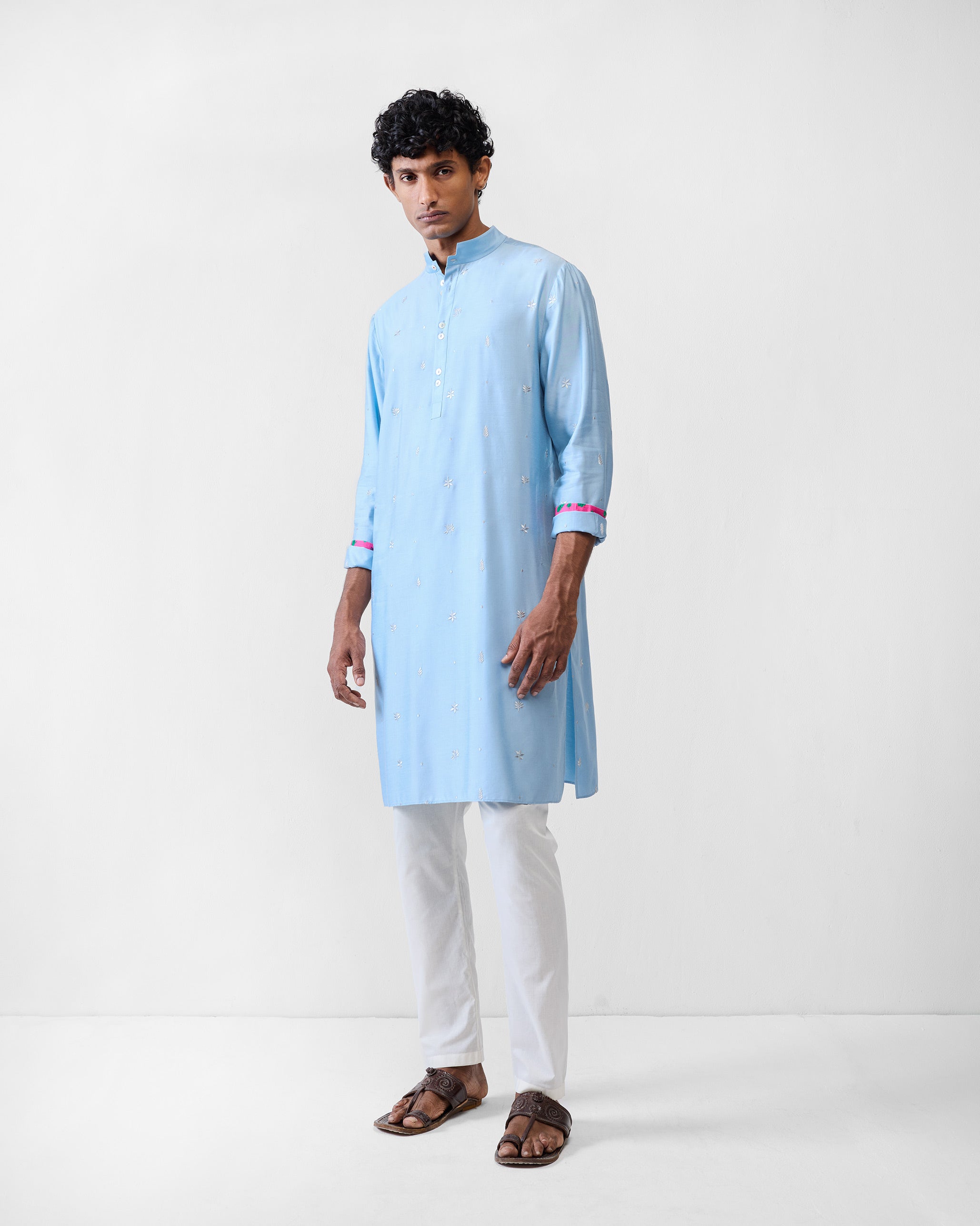 Rey Kurta - Light Blue Embroidered