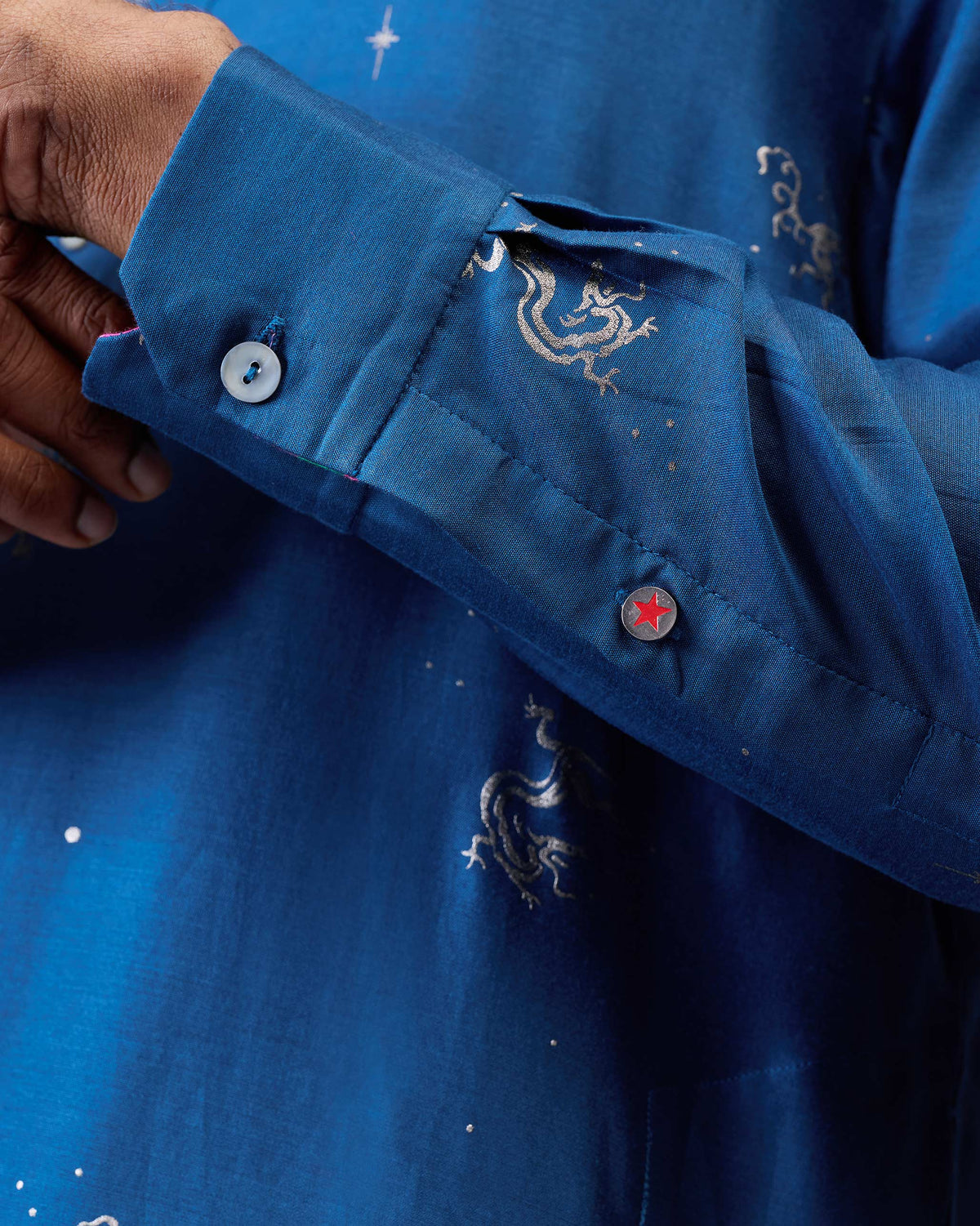Bageecha Kurta - Navy Printed