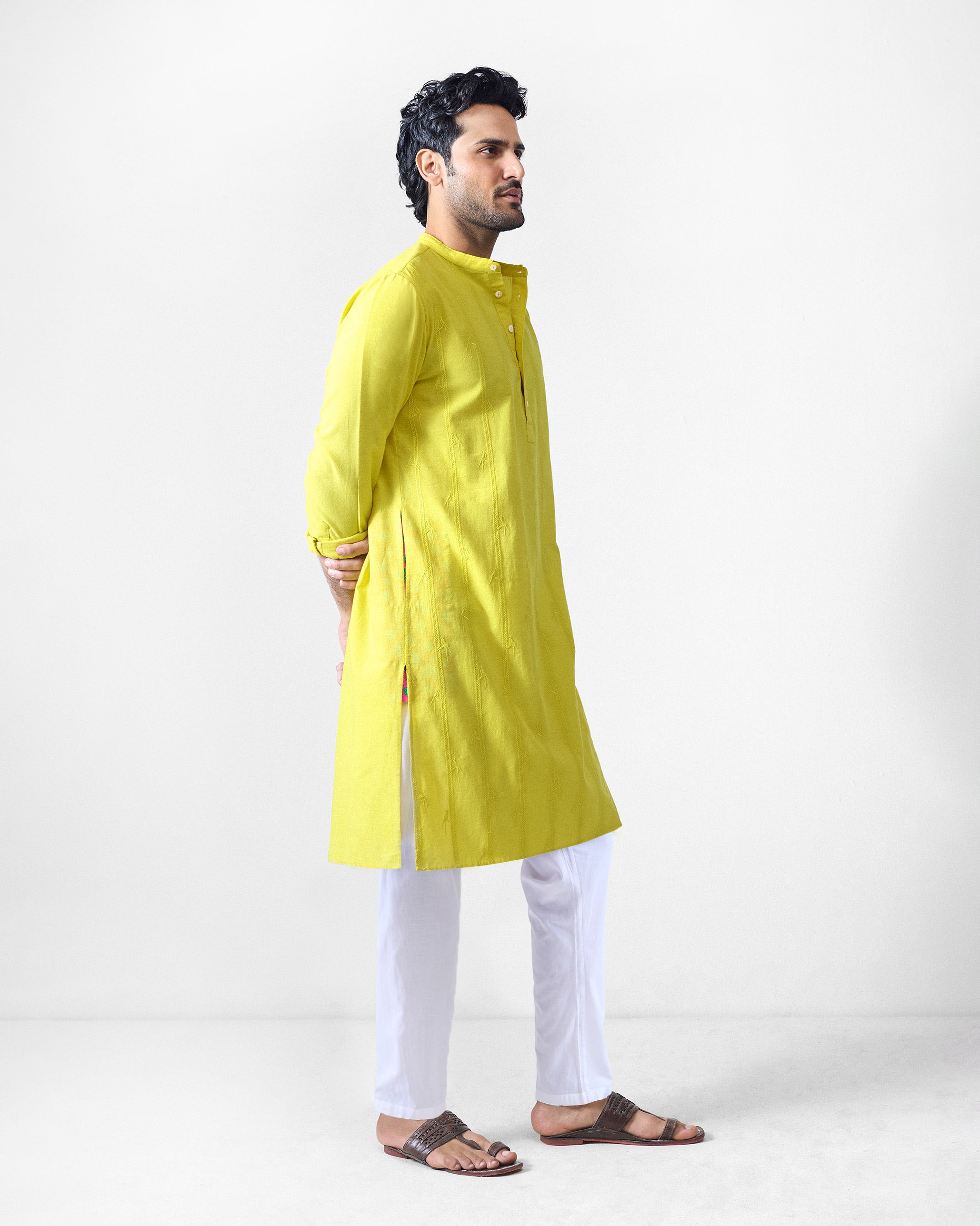Ibn Kurta - Chartreuse Embroidered
