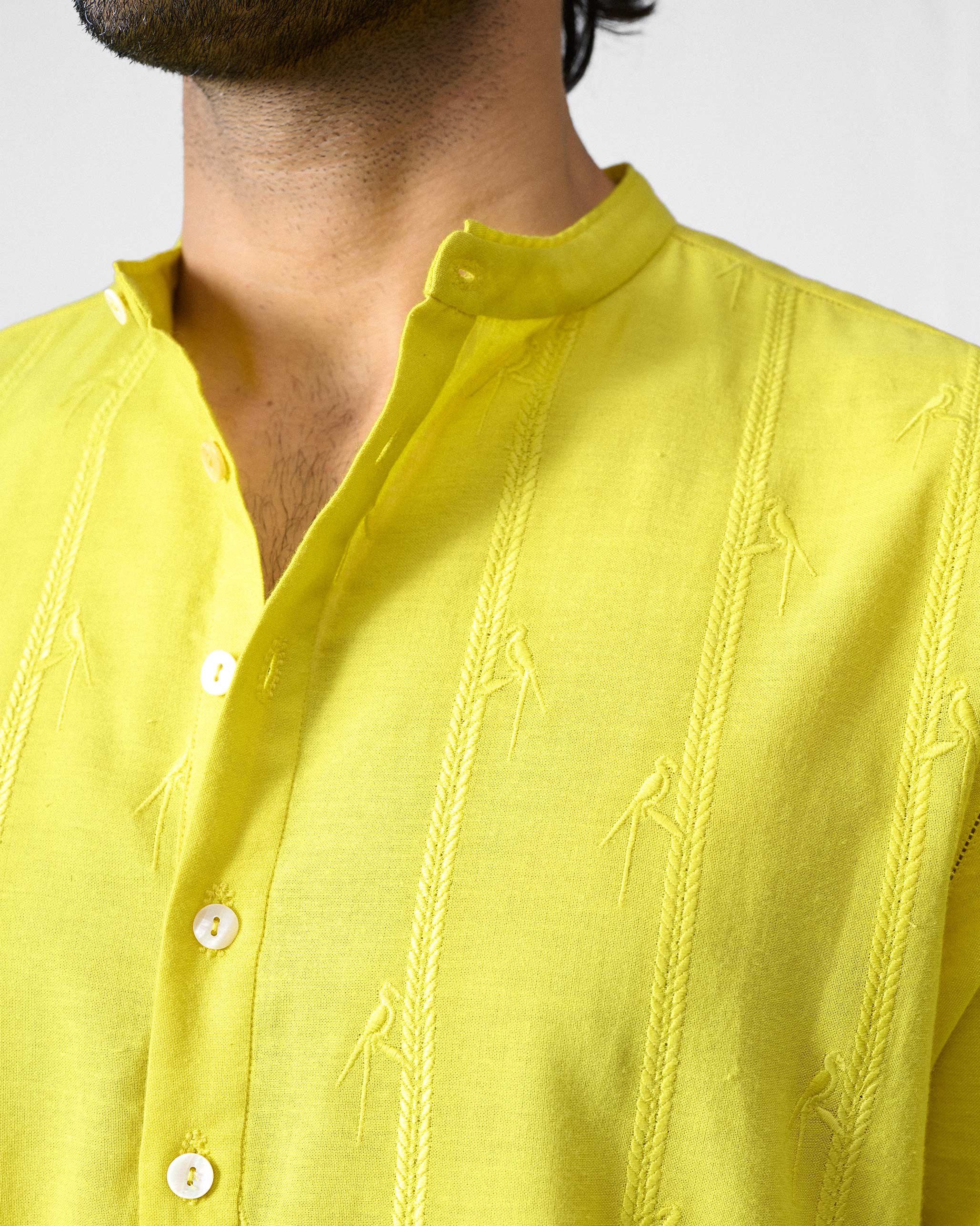 Ibn Kurta - Chartreuse Embroidered