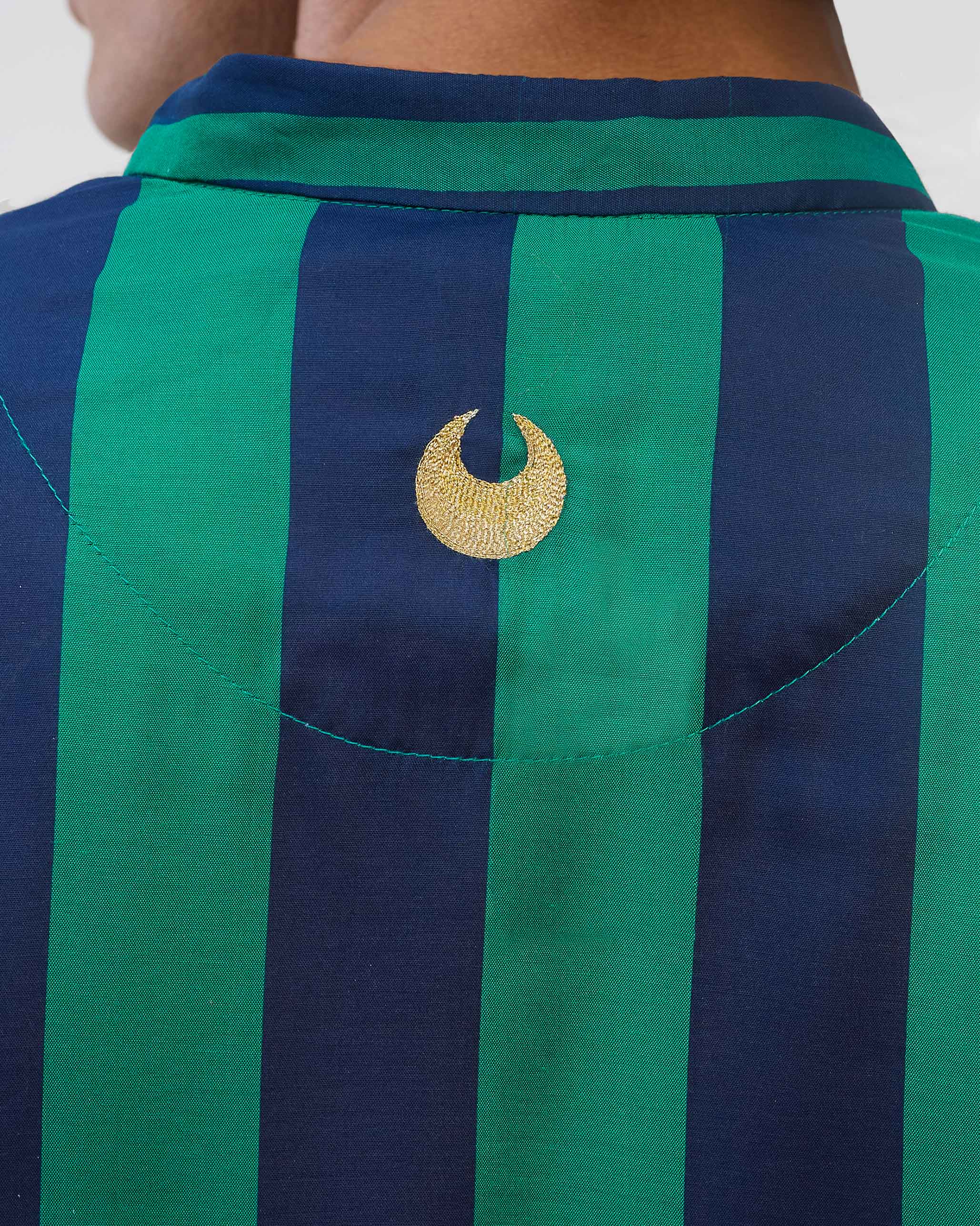 Gala Kurta – Green & Navy Printed