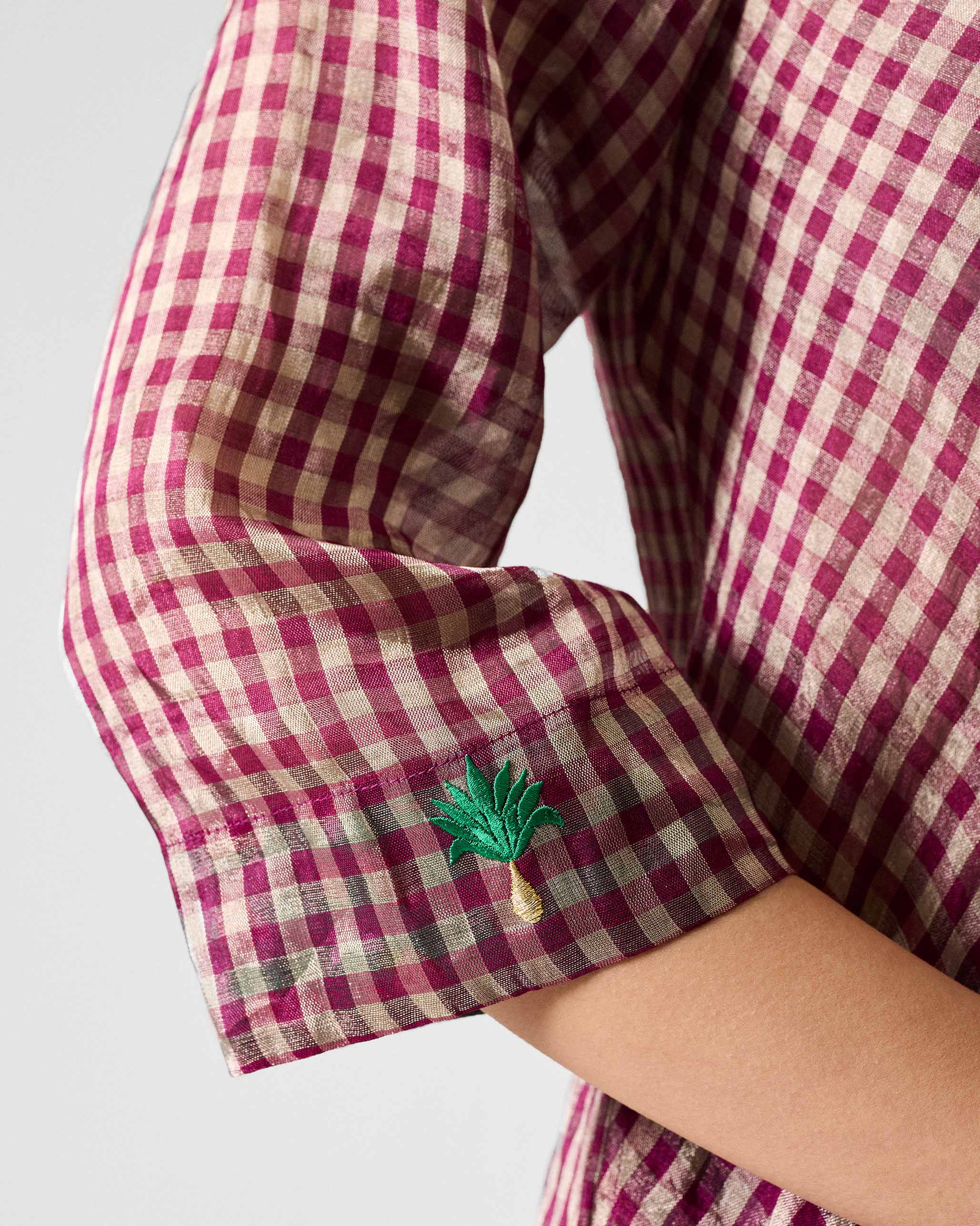 Domino Kurta - Purple & Silver Checks