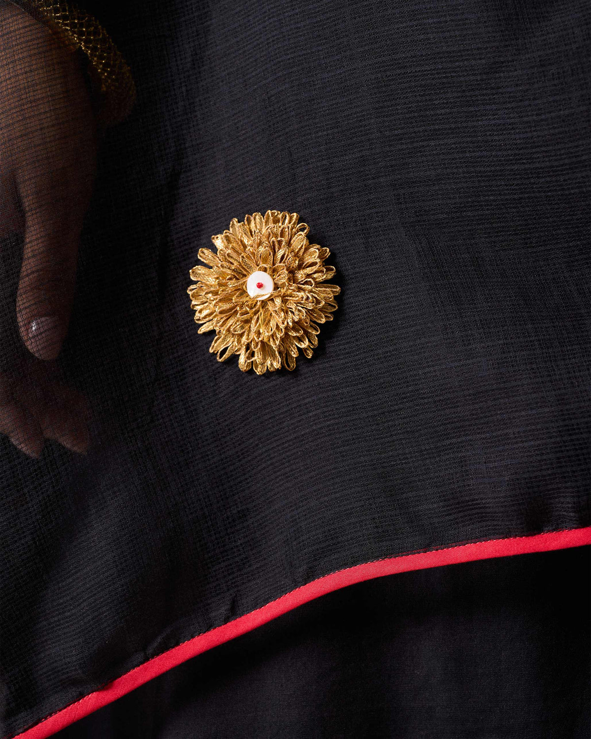 Raat Dupatta - Black & Gold Embroidered