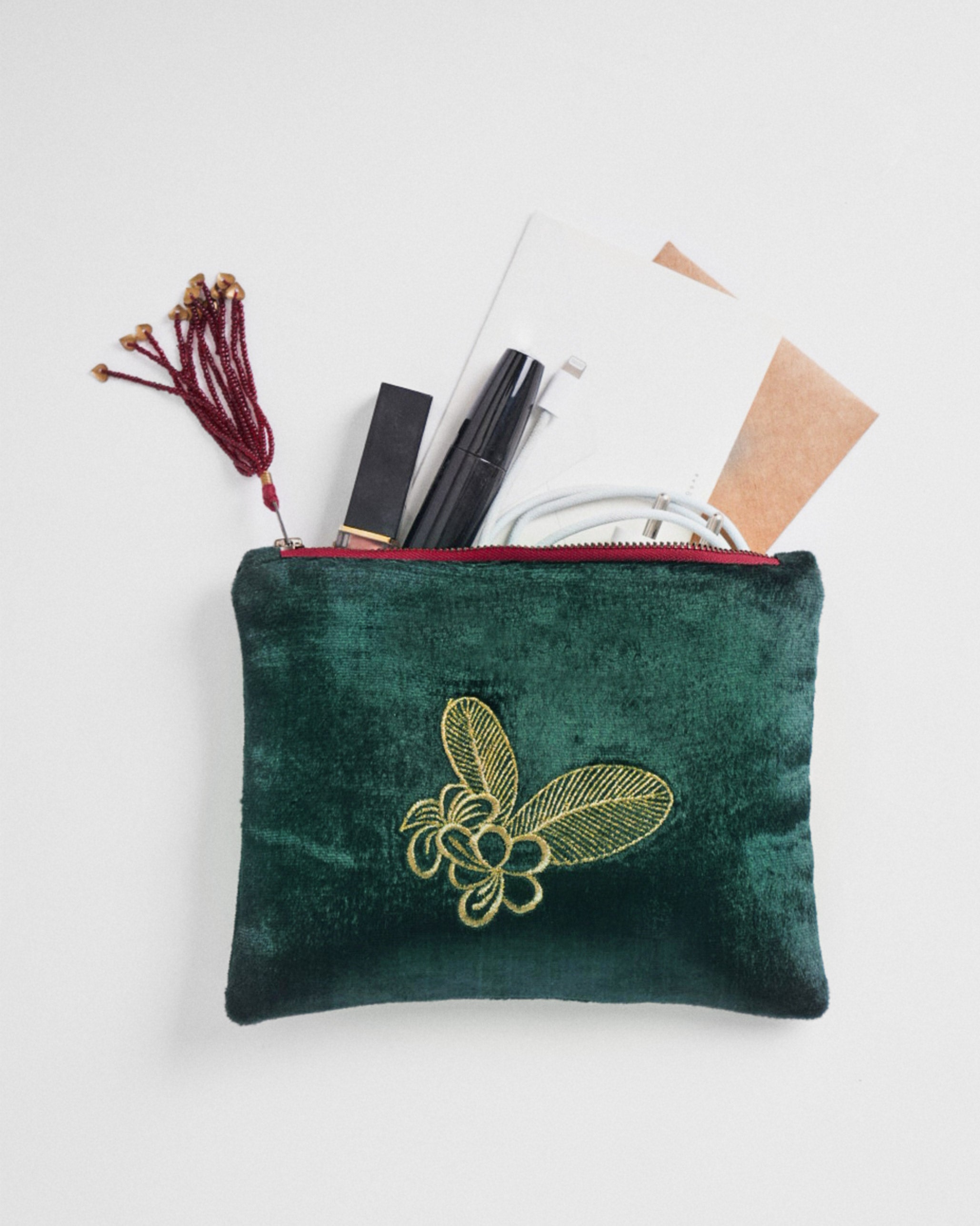 Plumeria Pouch - Green