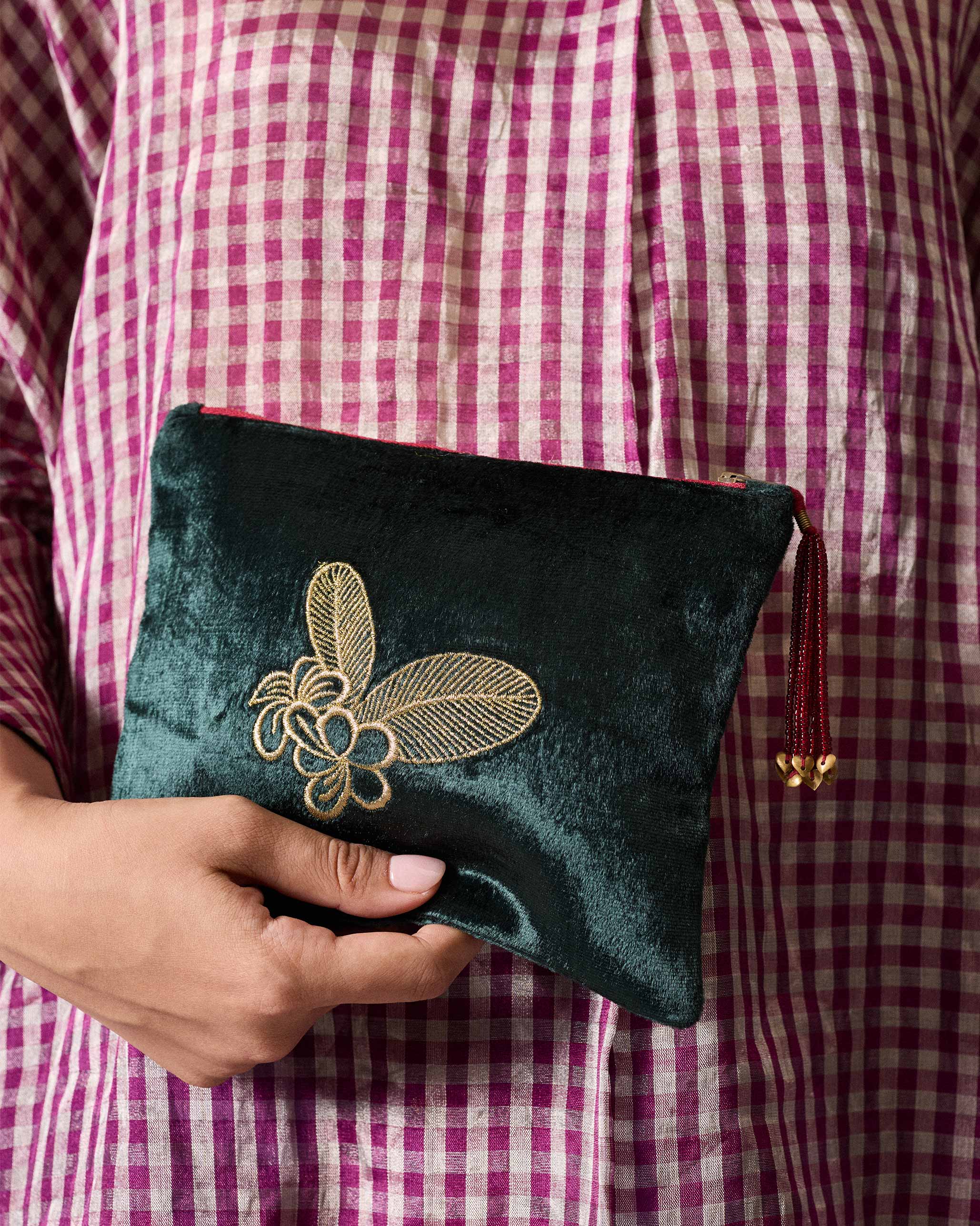 Plumeria Pouch - Green
