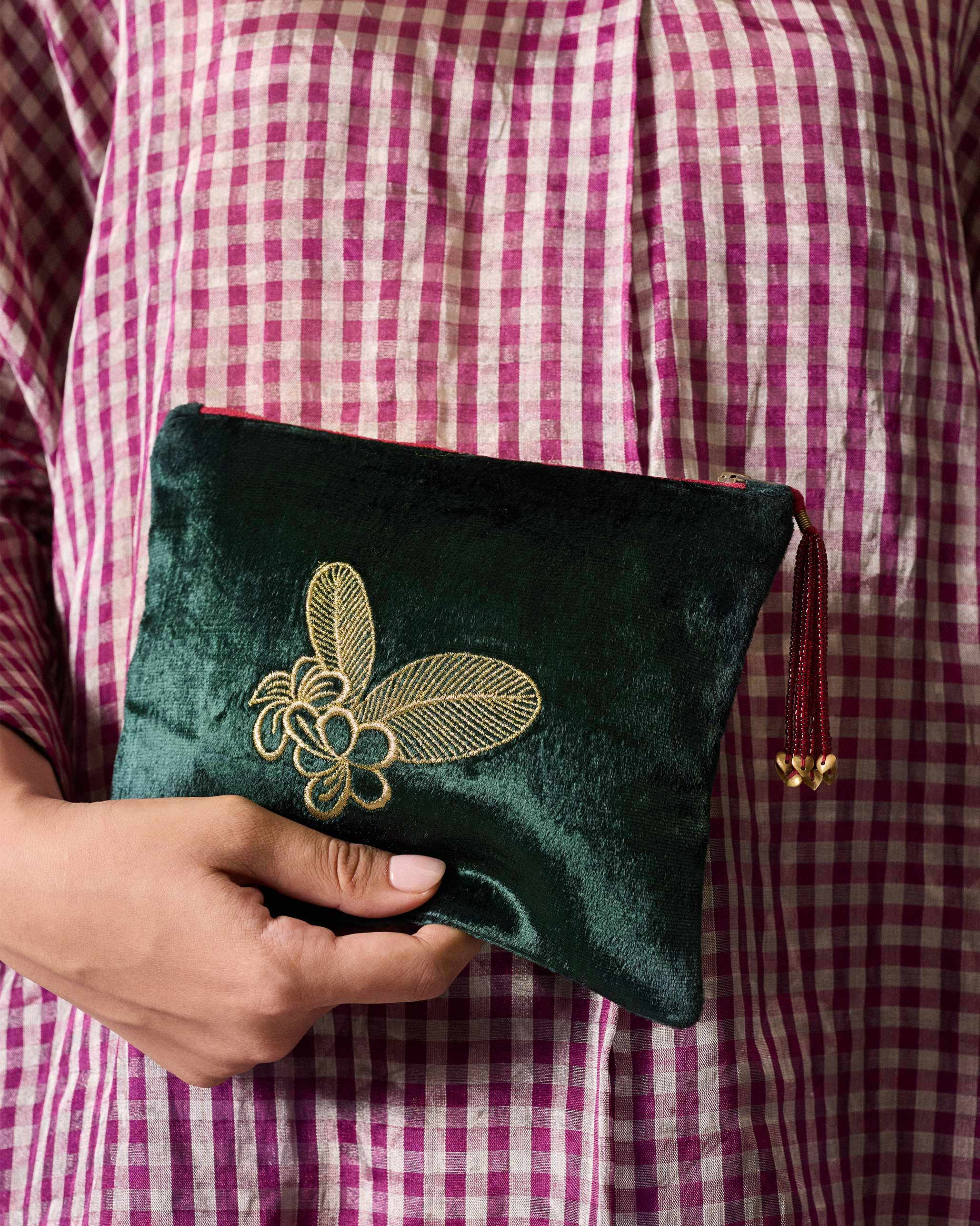 Plumeria Pouch - Green