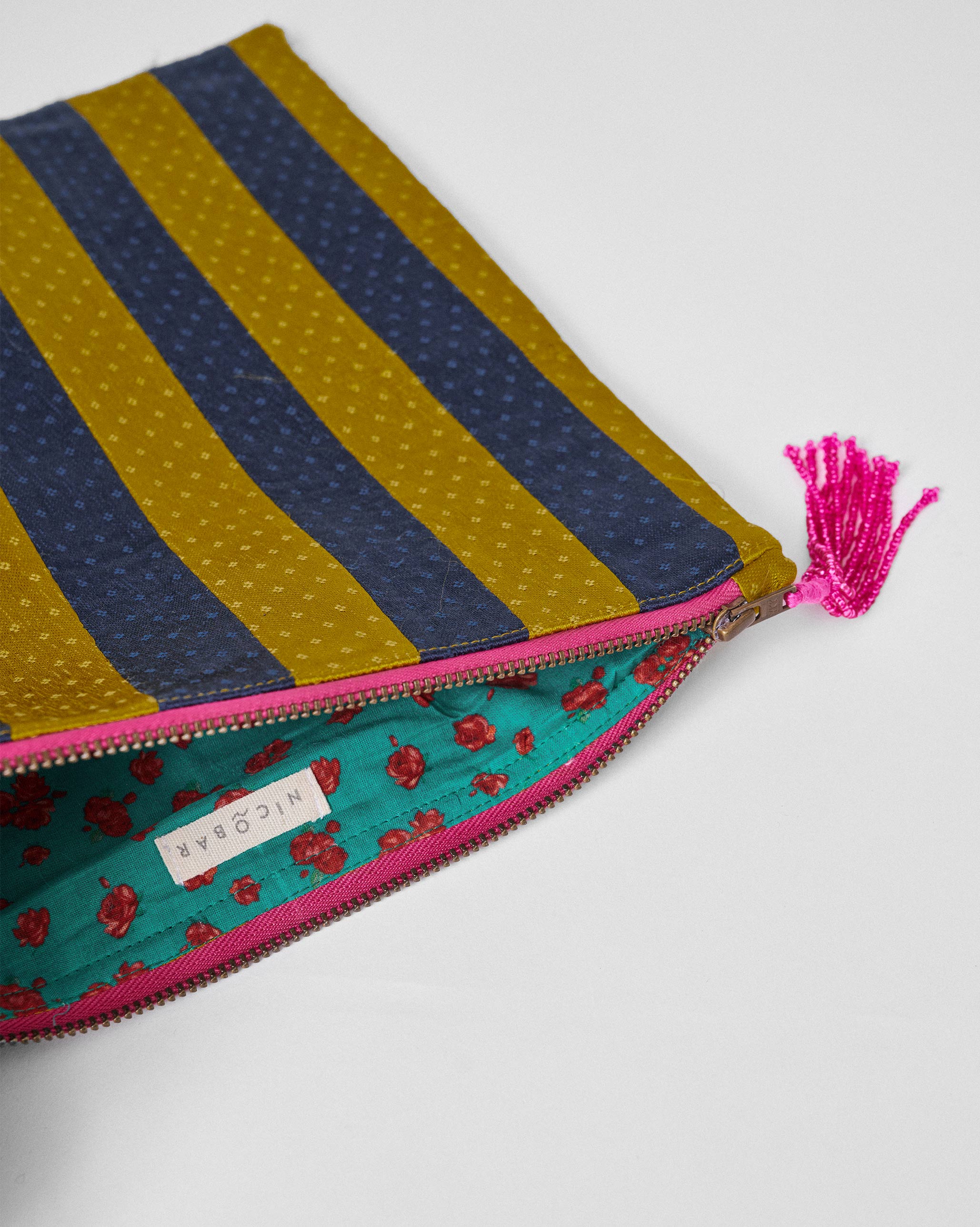 Fold Over Clutch - Chartreuse & Navy