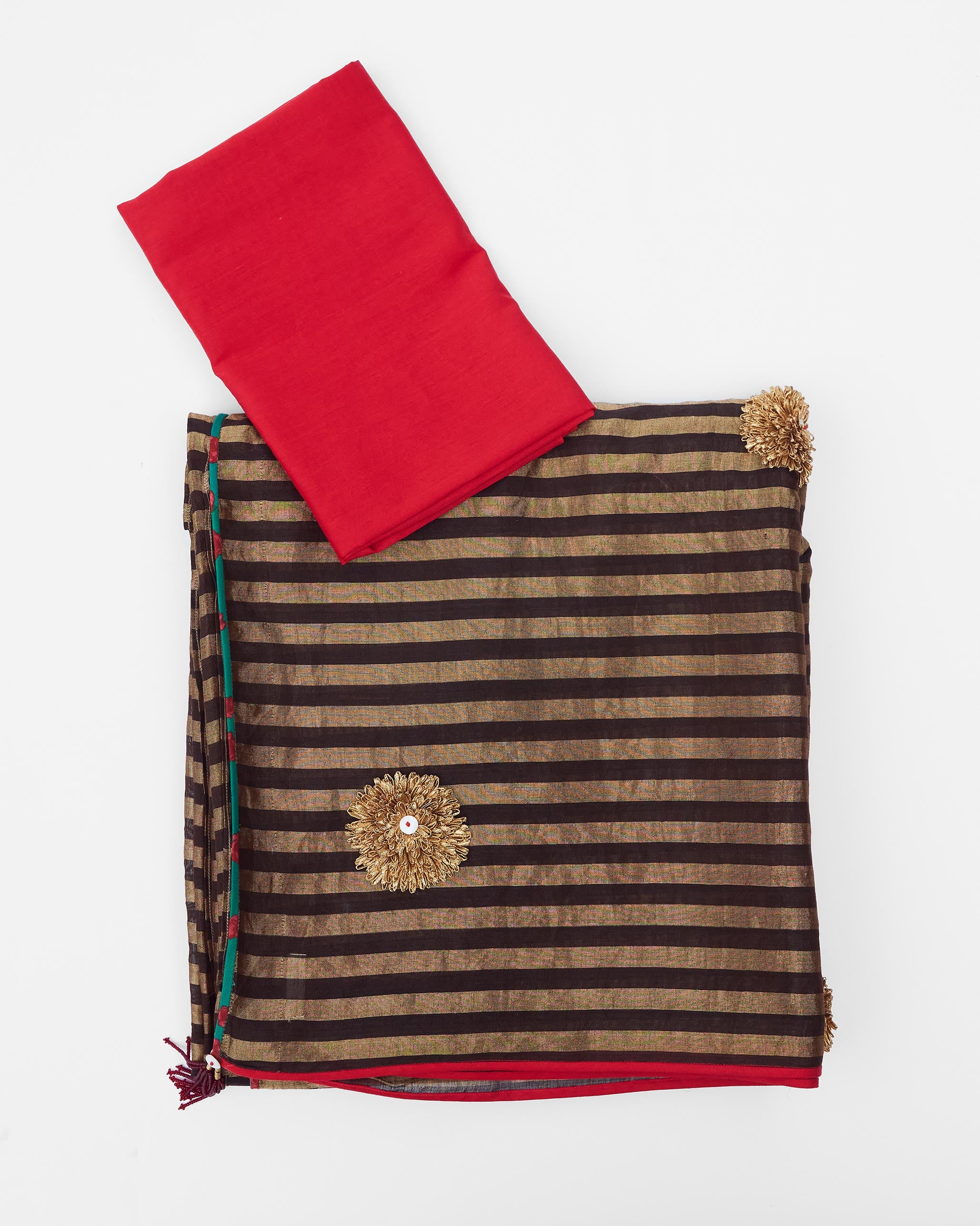 Avni Sari & Blouse Pc - Brown & Gold Embroidered