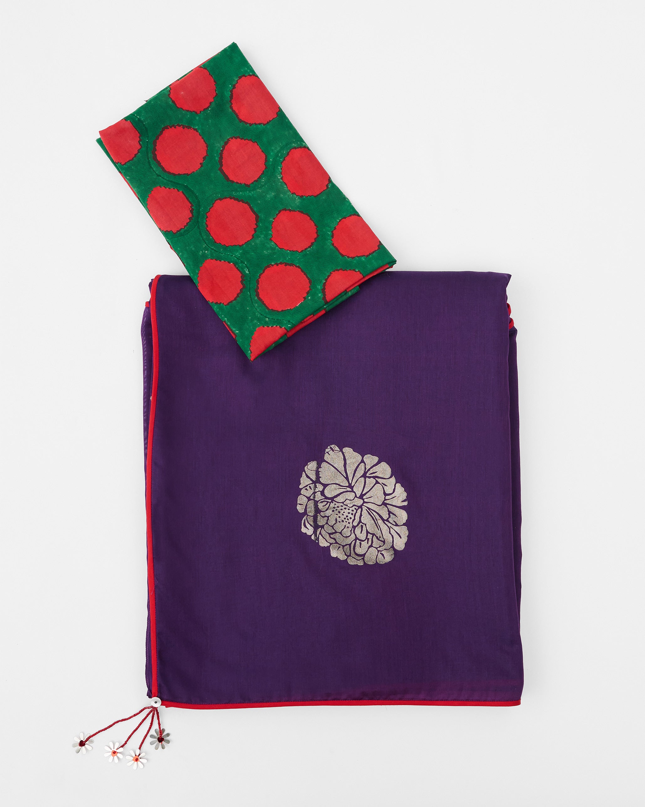 Avni Sari - Purple & Silver Printed
