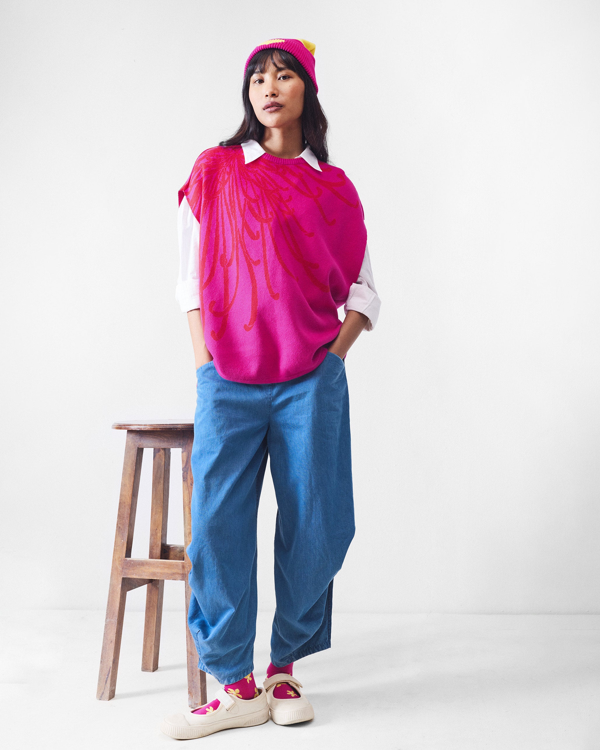 Blooming Sweater - Fuchsia & Red