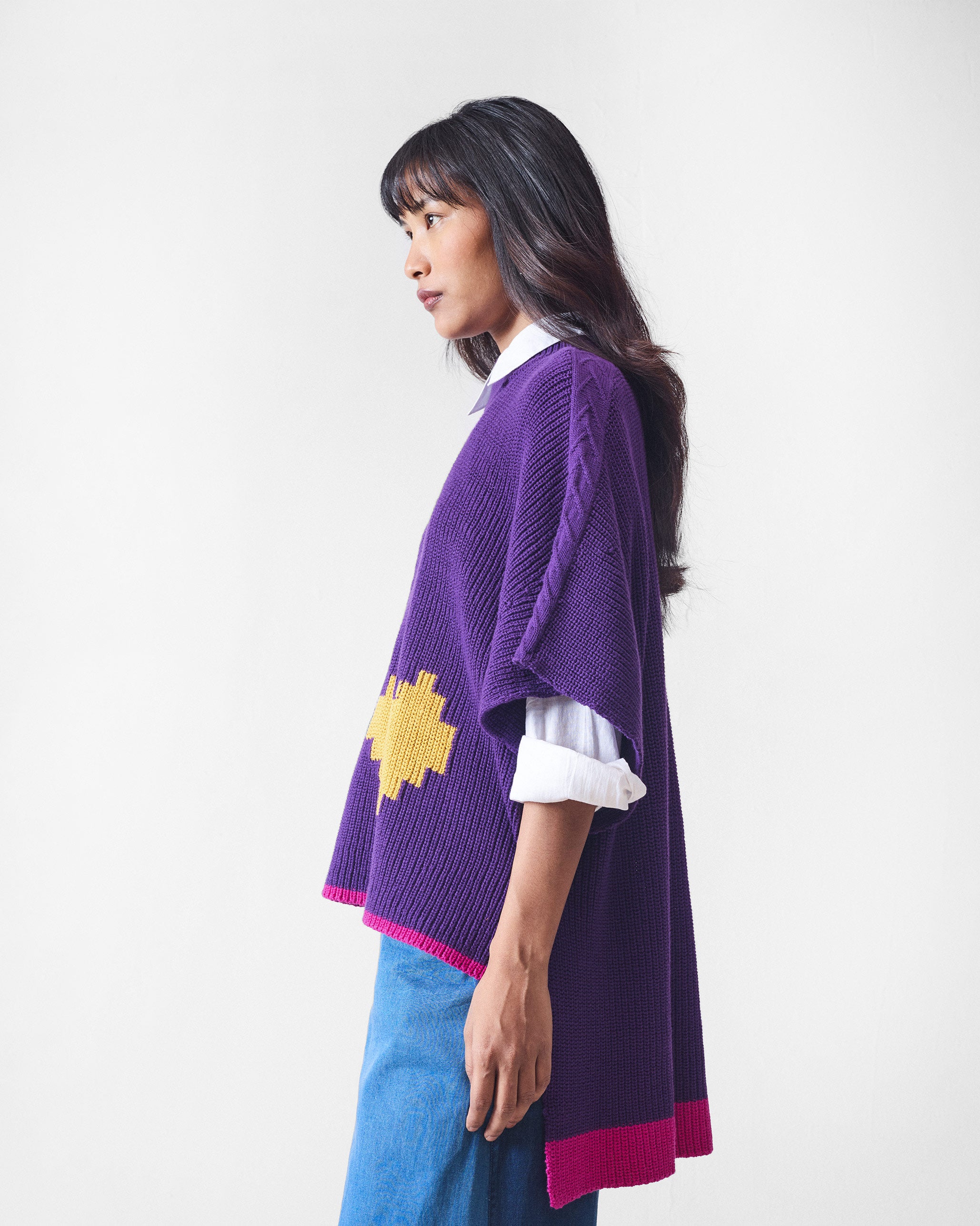 Dream High-low Hem Sweater - Purple