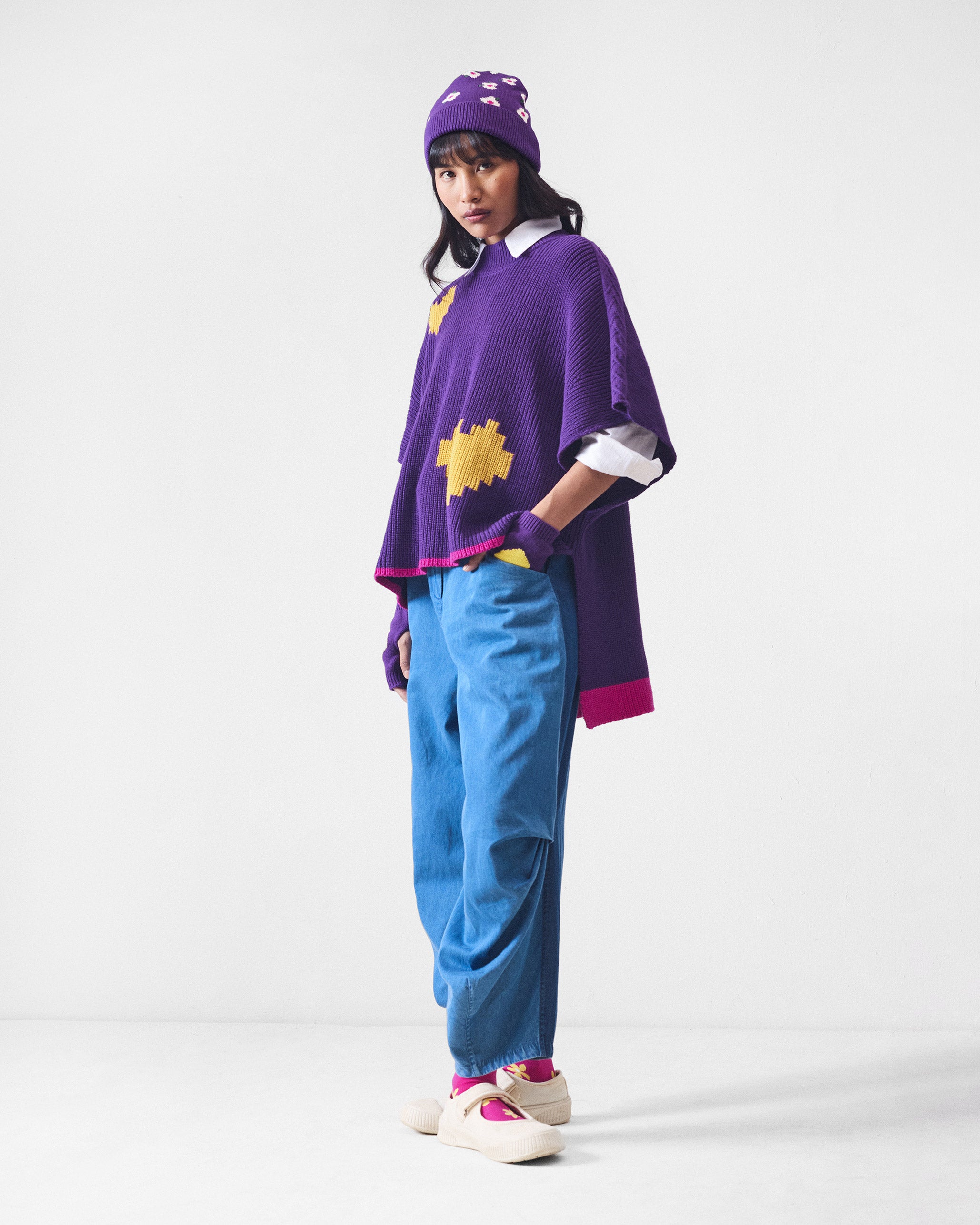 Dream High-low Hem Sweater - Purple