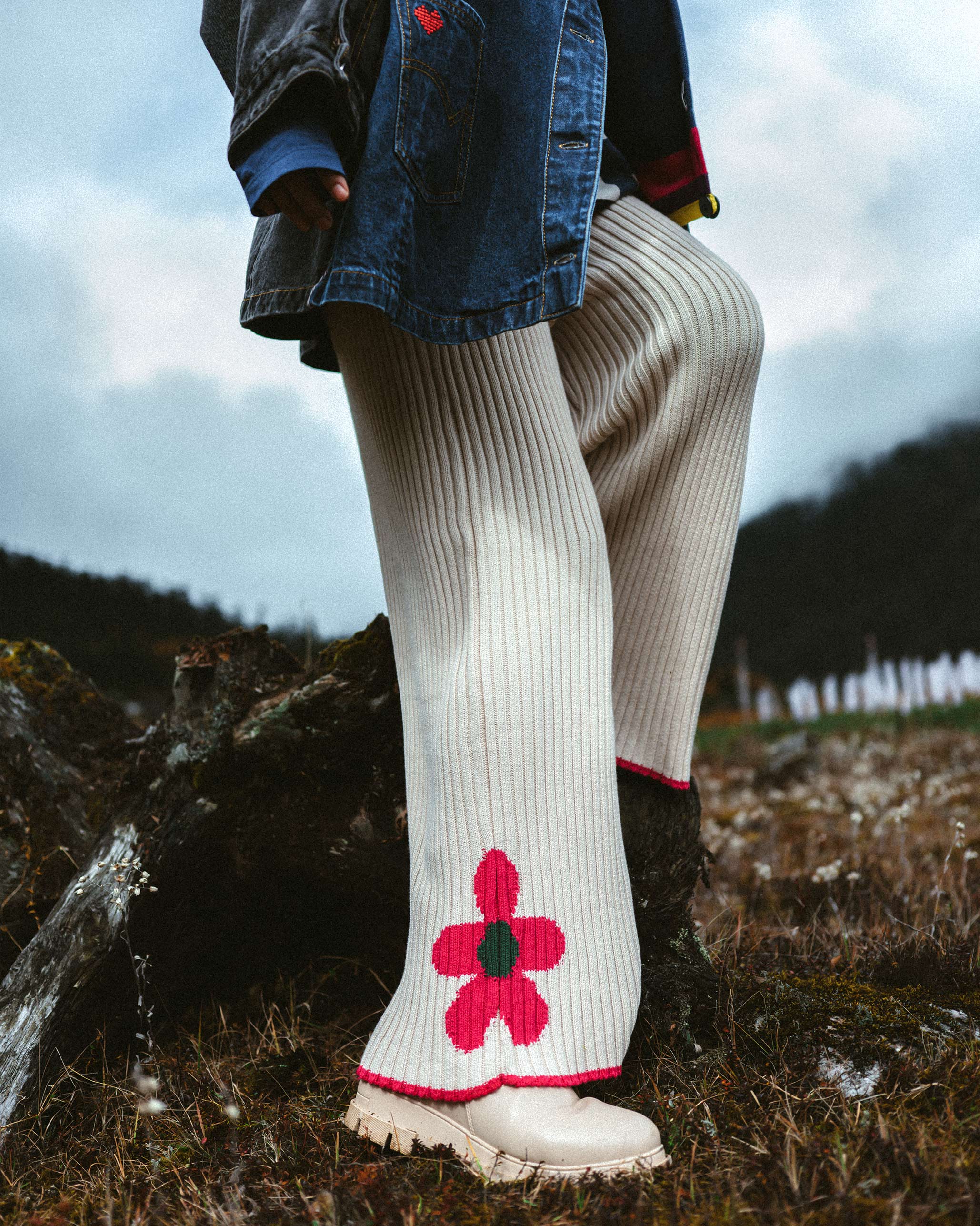 Rib knit trousers - Ivory