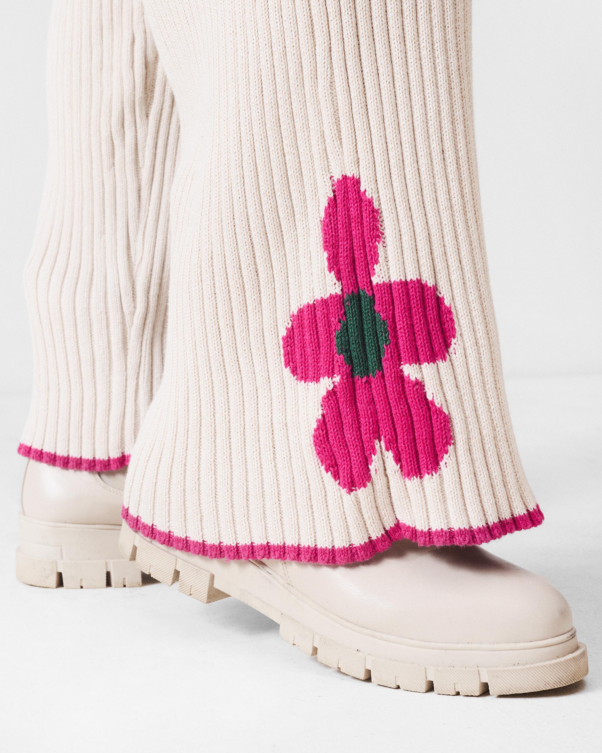 Rib knit trousers - Ivory