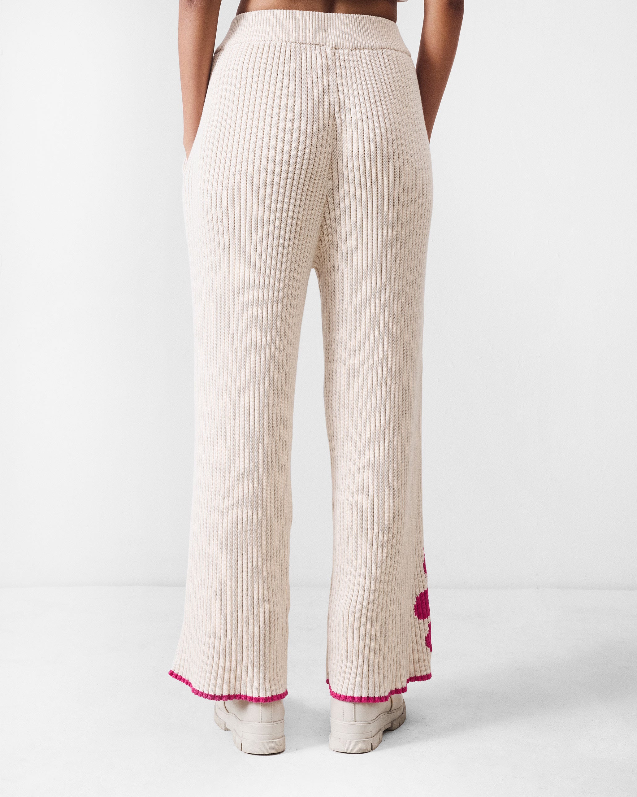Rib knit trousers - Ivory