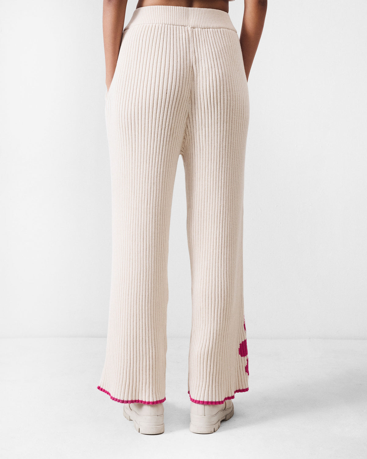 Rib knit trousers - Ivory