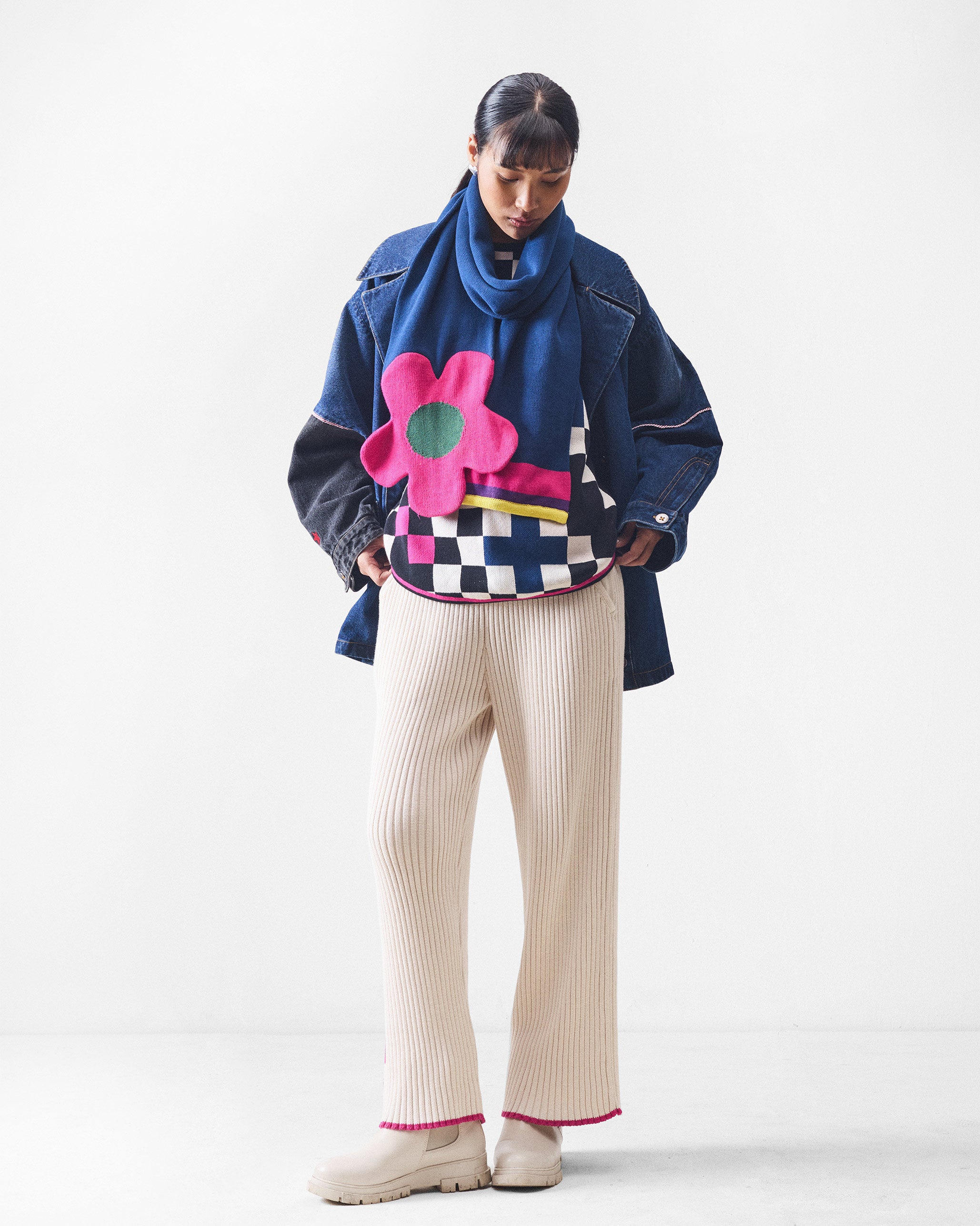 Rib knit trousers - Ivory