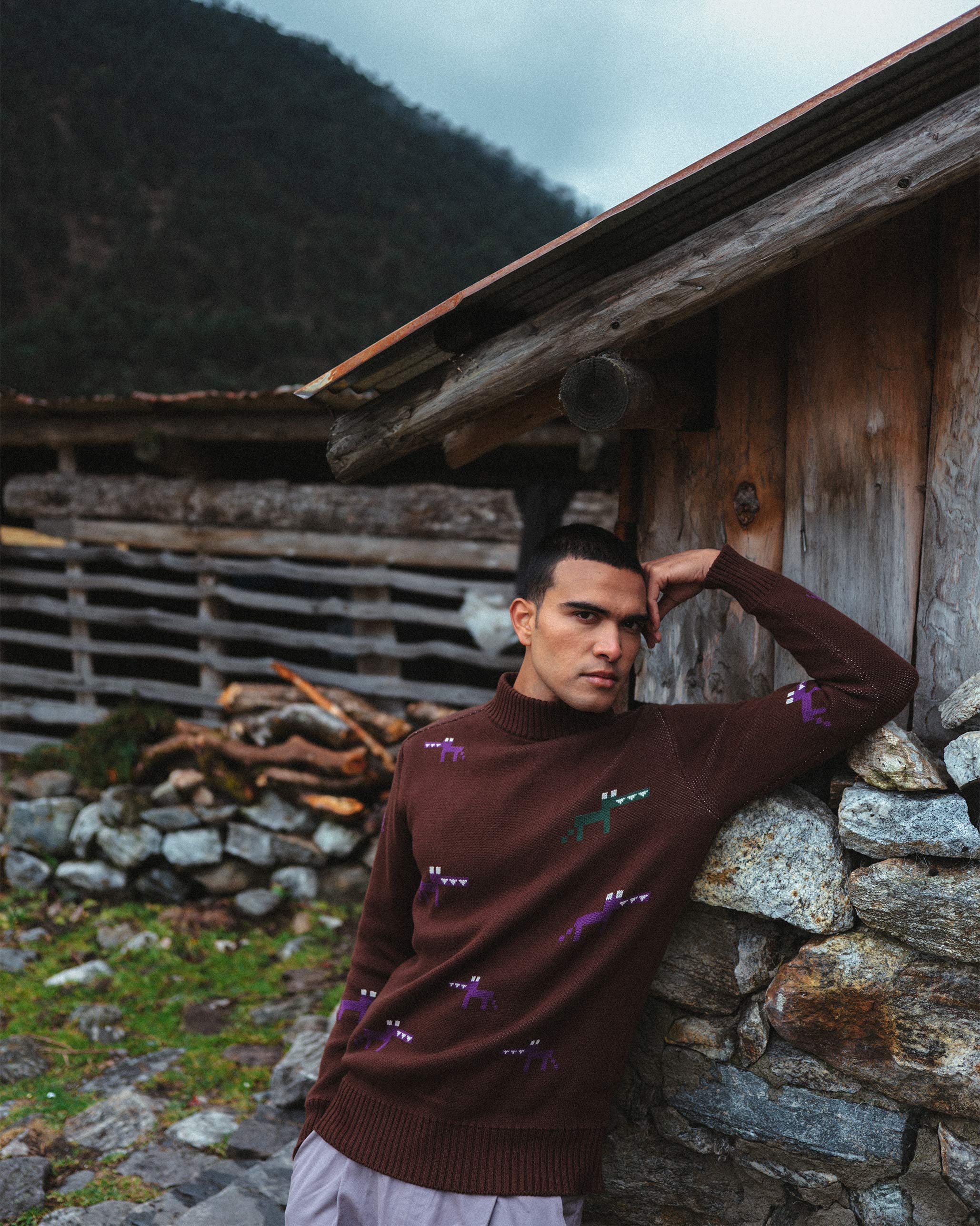 Crew Neck Sweater - Brown
