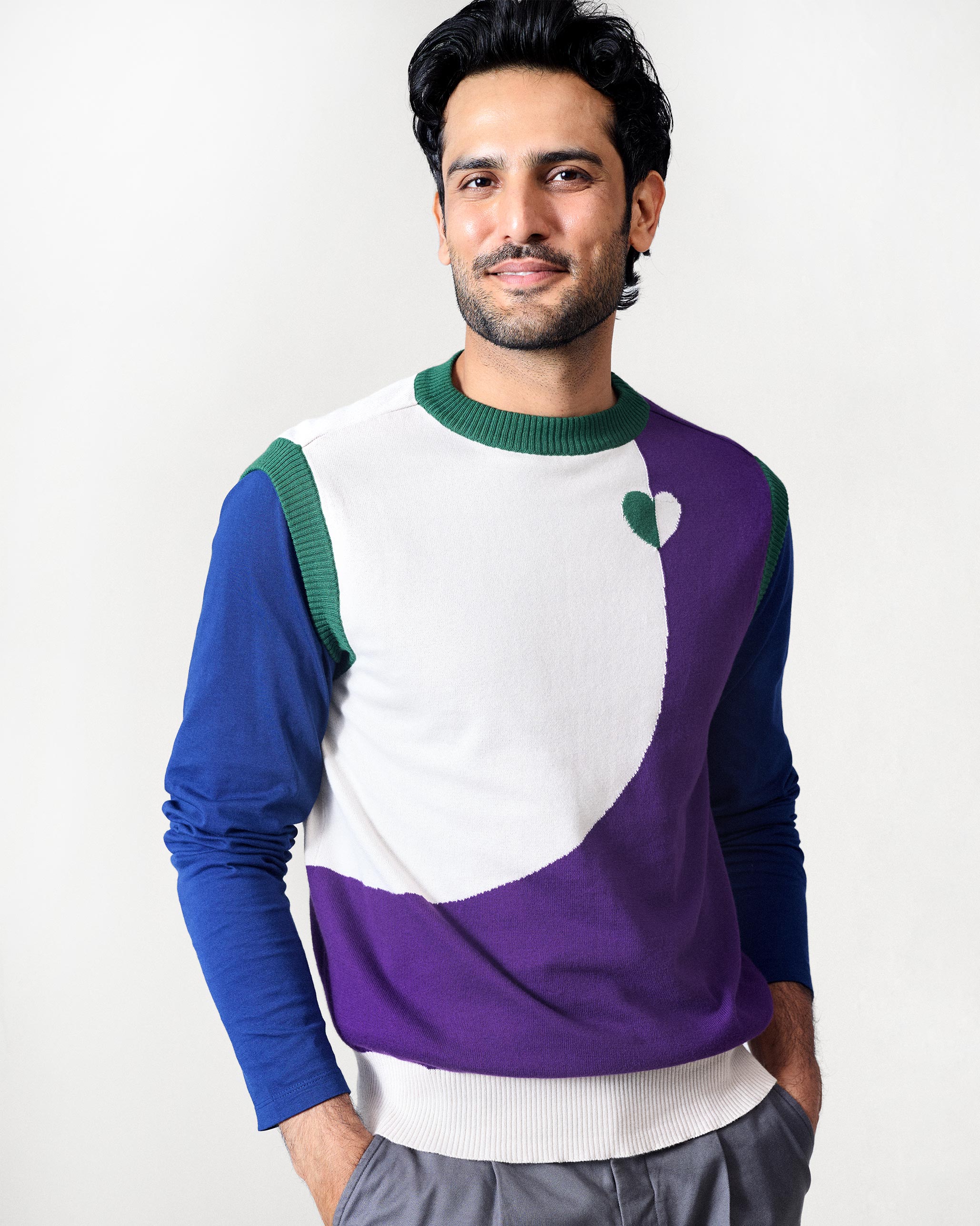 Kiaan Sweater - Purple & Ivory