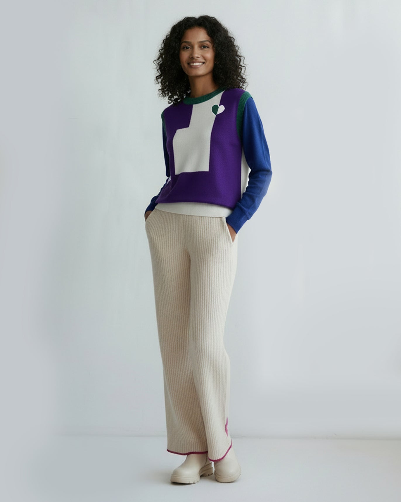 Kiaan Sweater - Purple & Ivory
