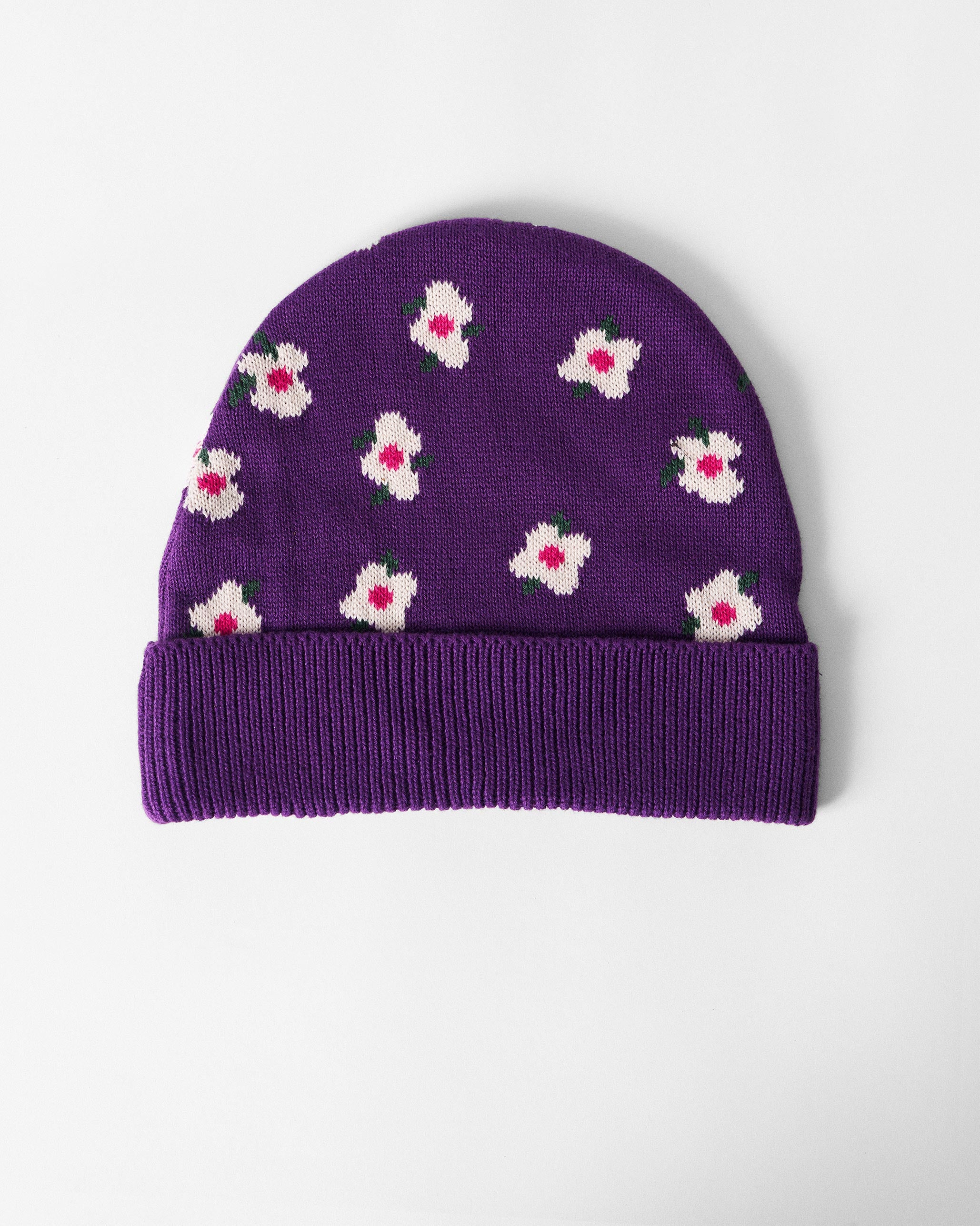Retro Beanie - Purple & Oatmeal
