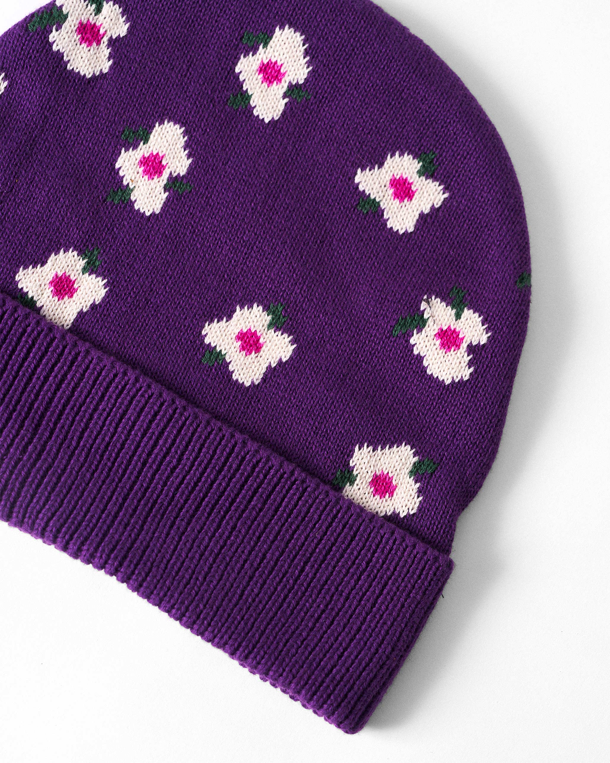 Retro Beanie - Purple & Oatmeal