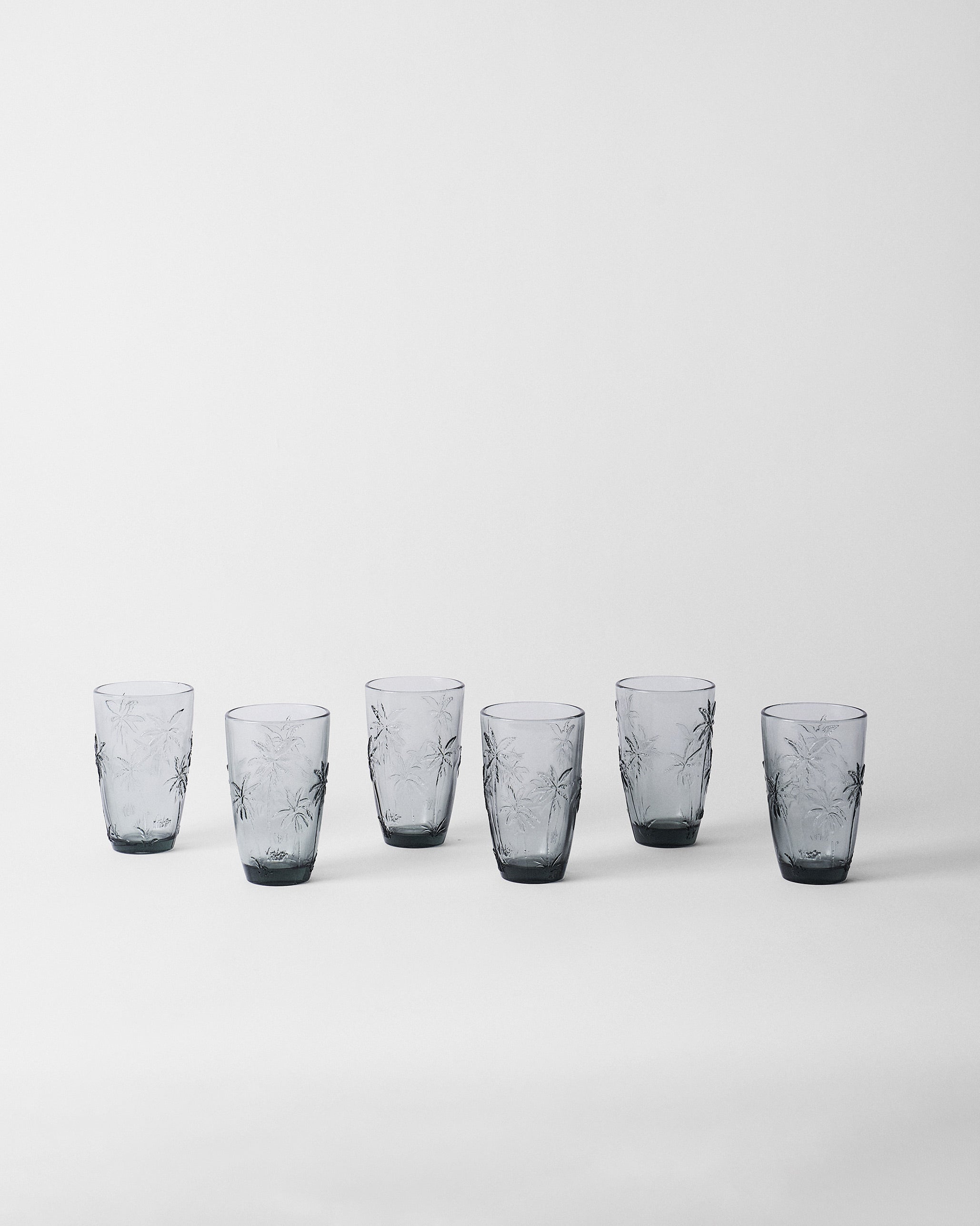 Palm Long Drink Glass Set of 6 - Charcoal