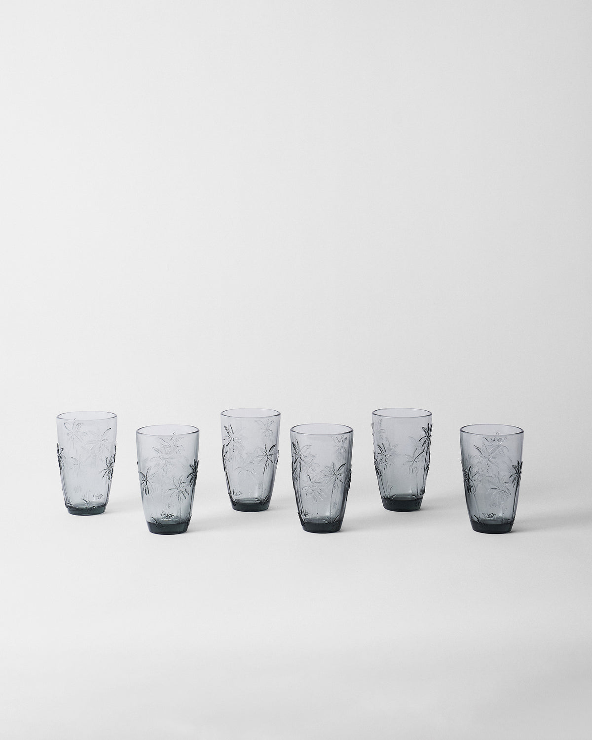 Palm Long Drink Glass Set of 6 - Charcoal