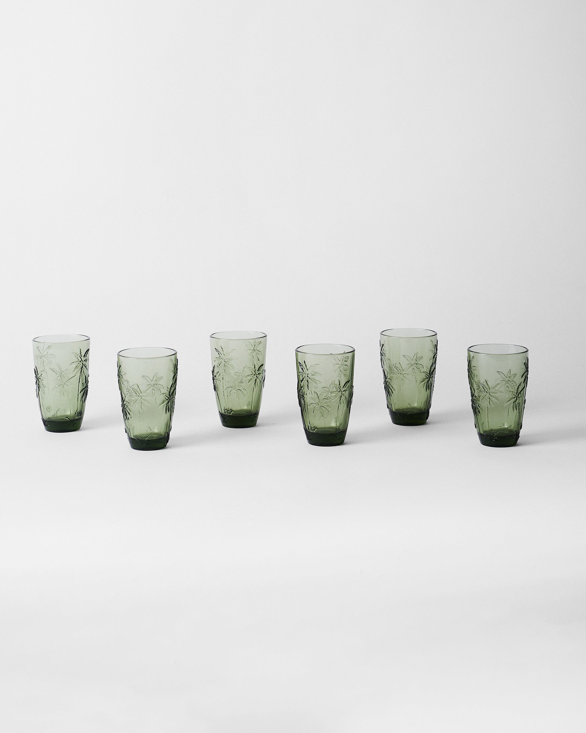 Palm Long Drink Glass Set of 6 - Green