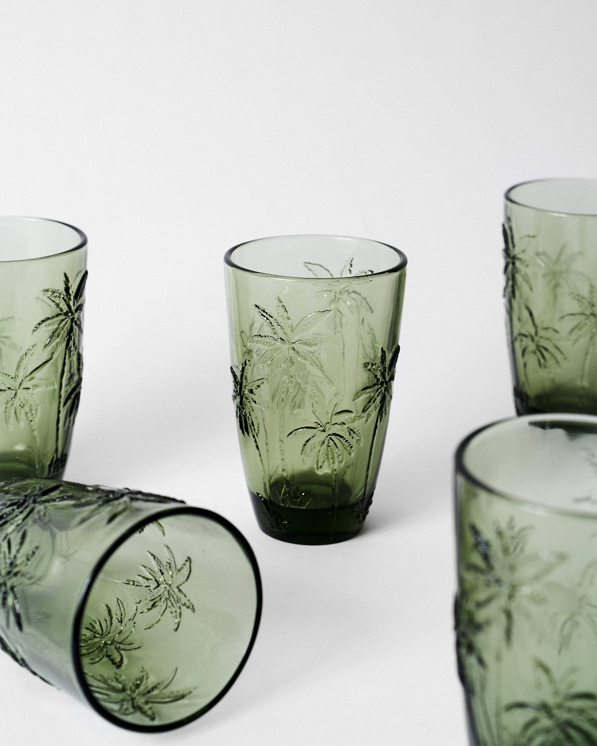 Palm Long Drink Glass Set of 6 - Green