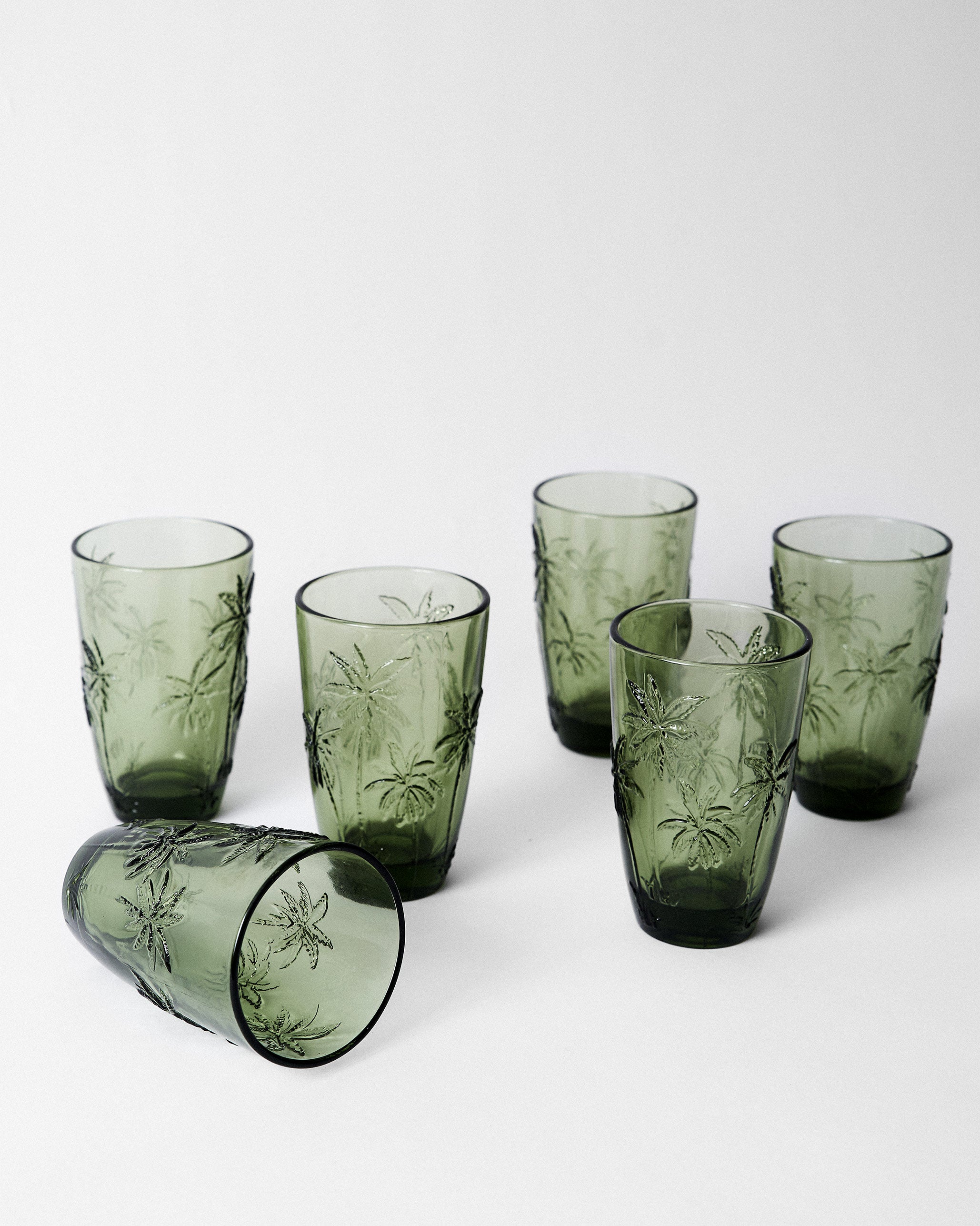 Palm Long Drink Glass Set of 6 - Green