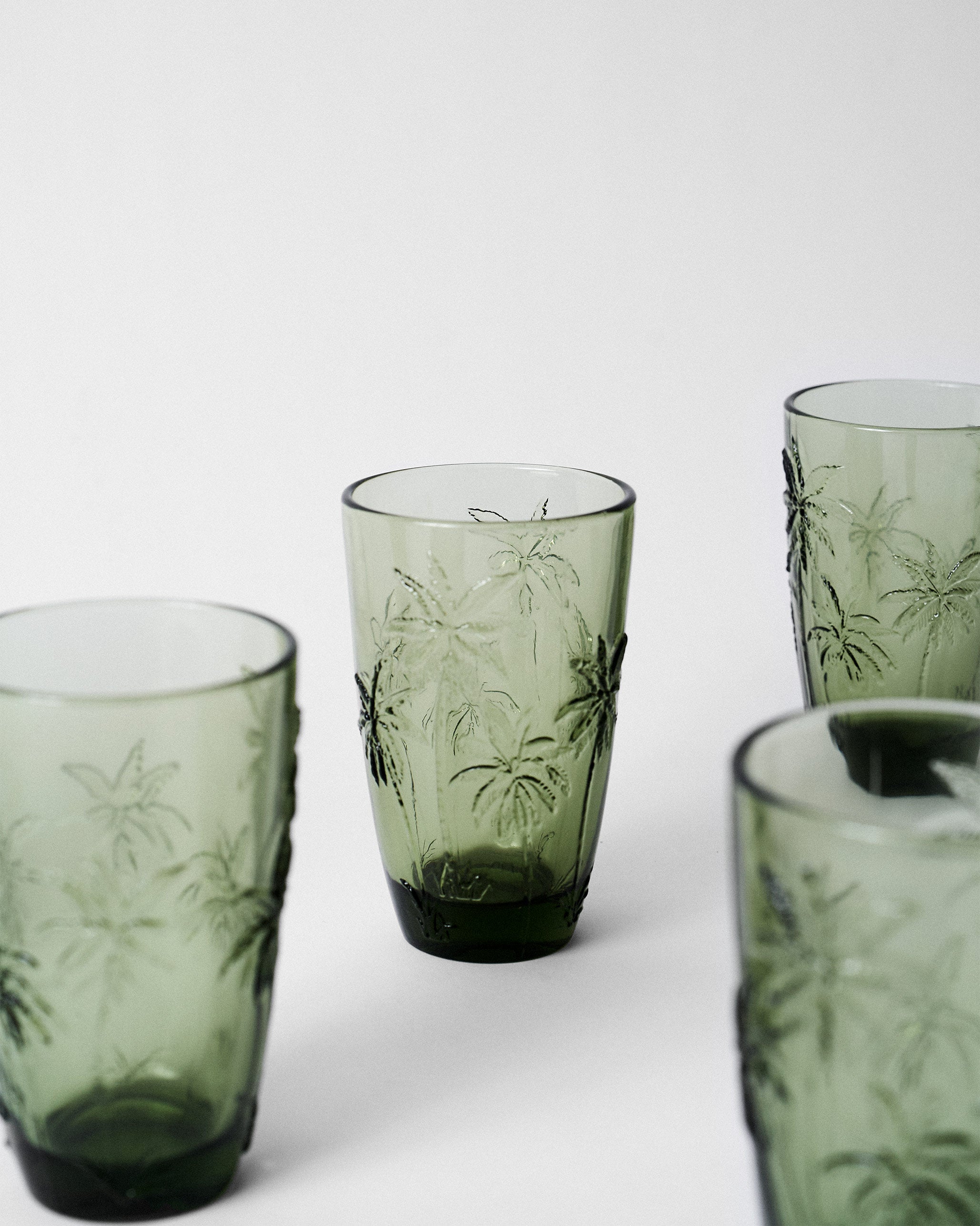 Palm Long Drink Glass Set of 6 - Green