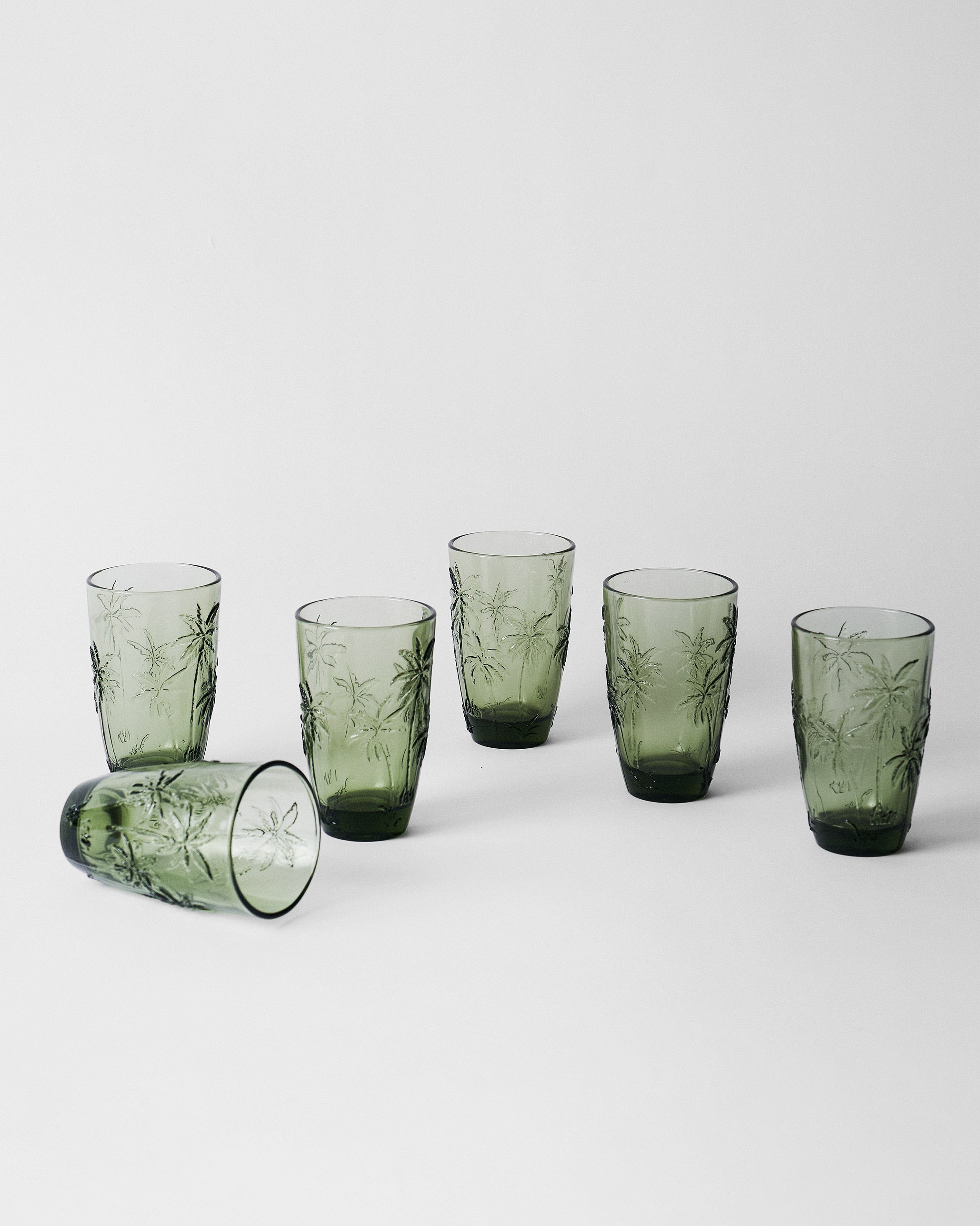 Palm Long Drink Glass Set of 6 - Green