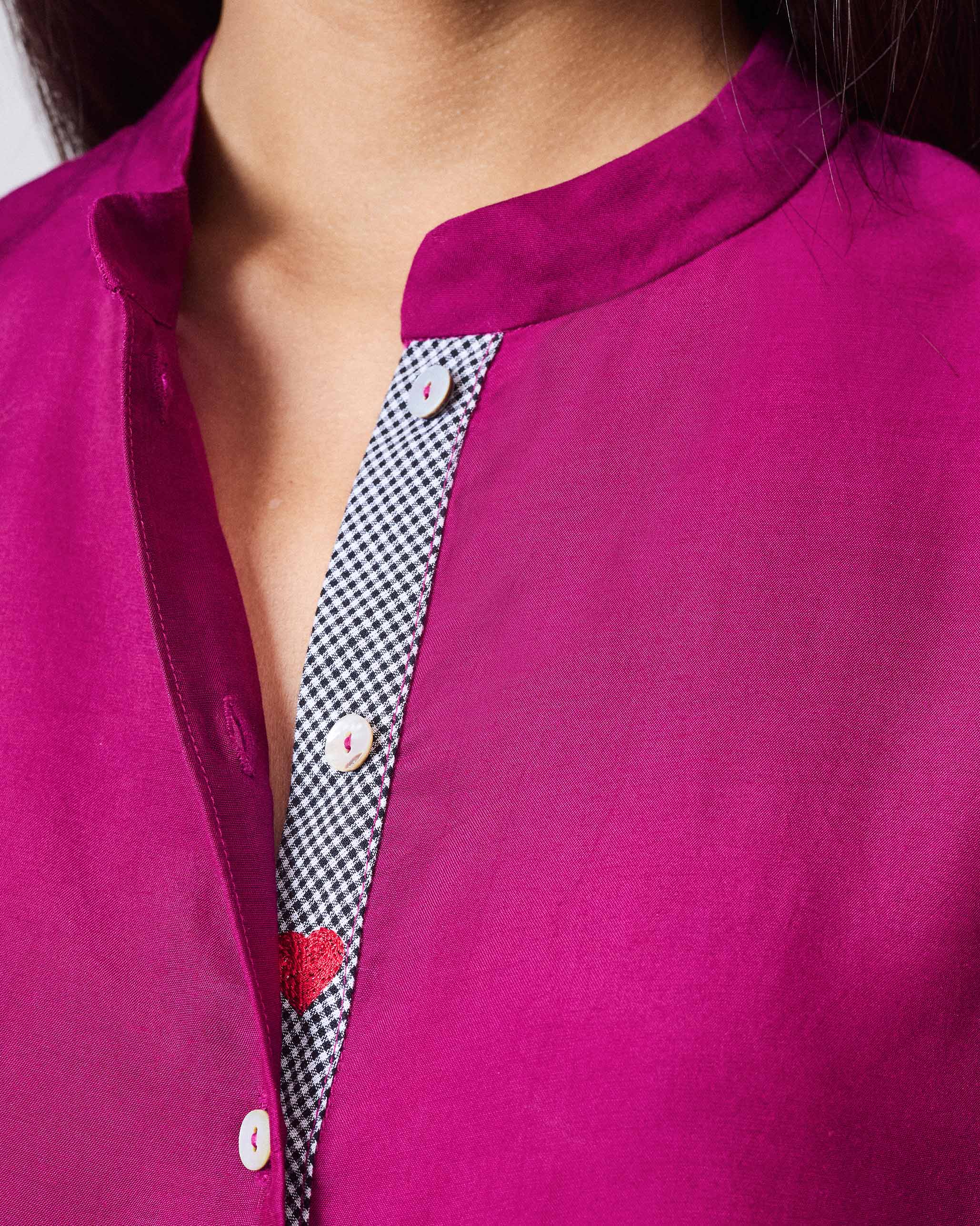 Mandarin Collar Top - Mulberry