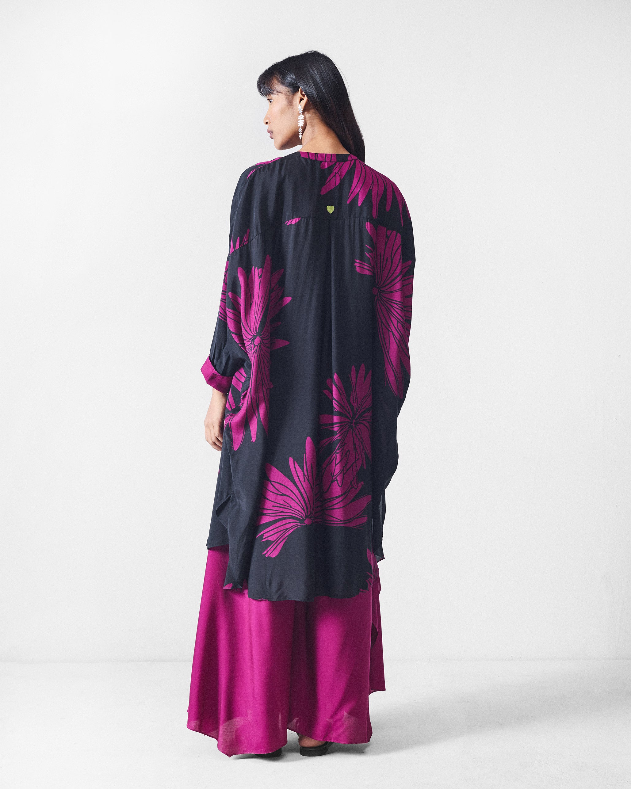 Lazy Sunday Tunic - Black & Mulberry Printed