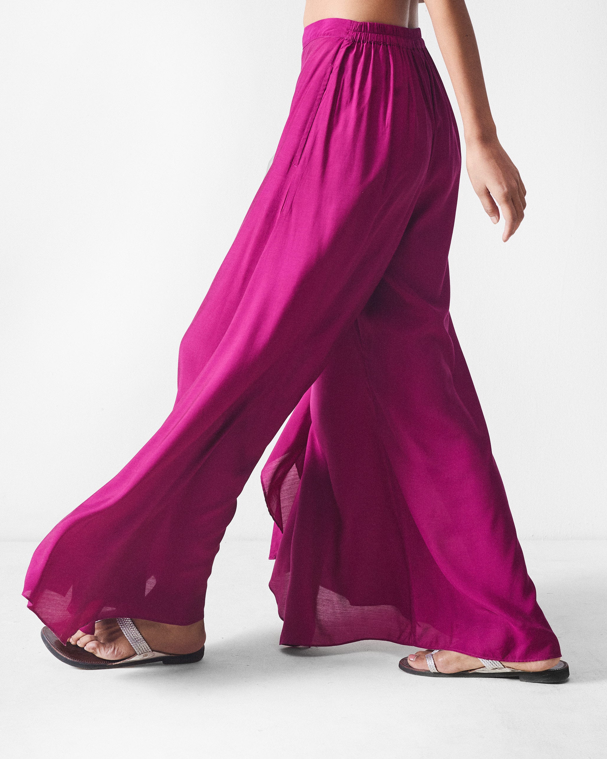Uneven Hem Pants - Mulberry