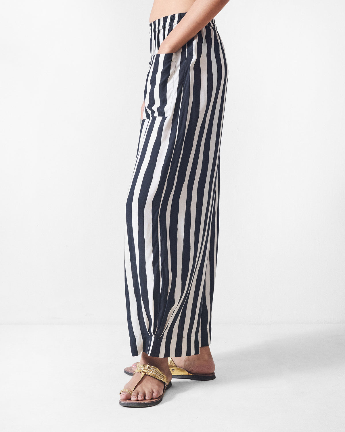 Serene Pants - Black & Beige Printed