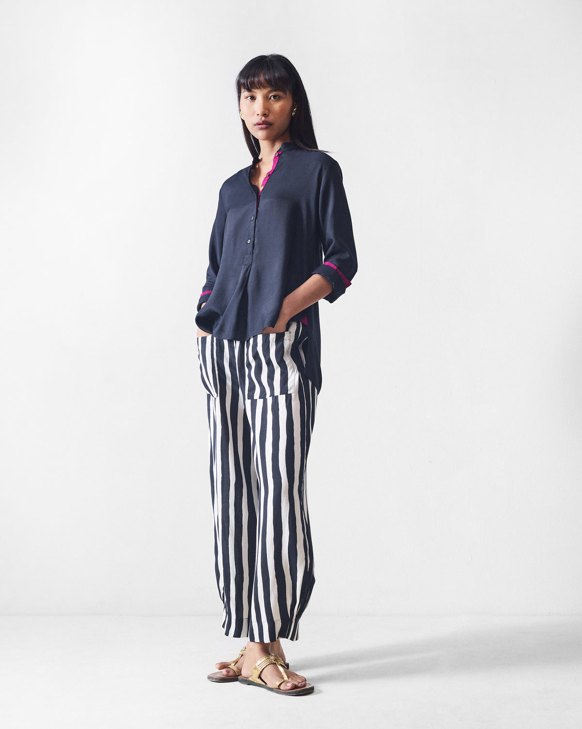 Serene Pants - Black & Beige Printed